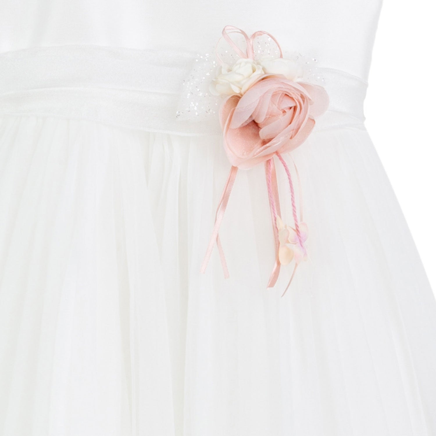 ABITO AVORIO CON SPILLA FIORE ROSA - annameglio.com abbigliamento moda