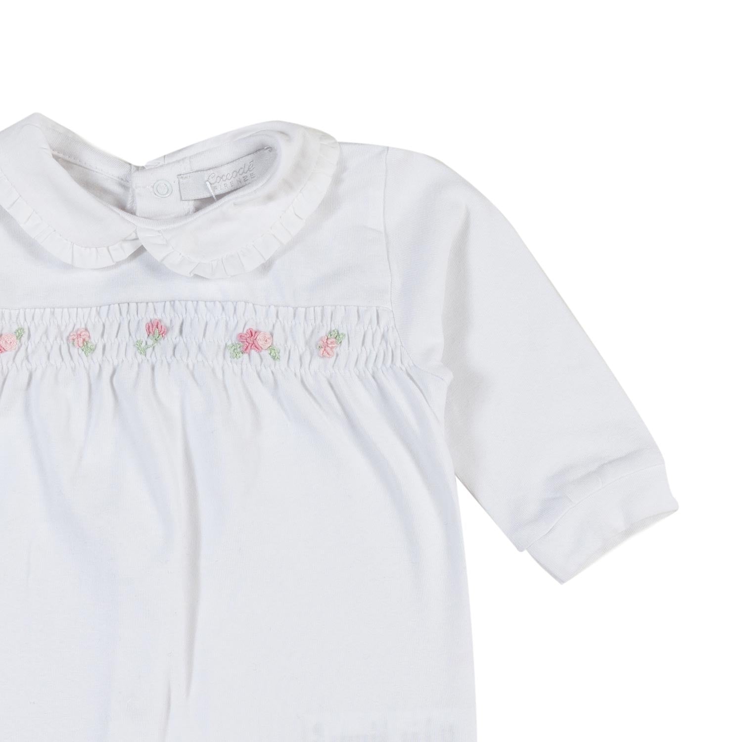 TUTINA BIANCA CON FIORELLINI RICAMATI NEONATA - annameglio.com abbigliamento moda