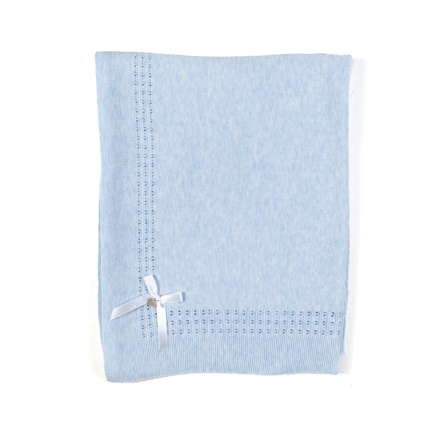 COPERTA TRICOT CELESTE CON FIOCCHETTO NEONATO - annameglio.com abbigliamento moda