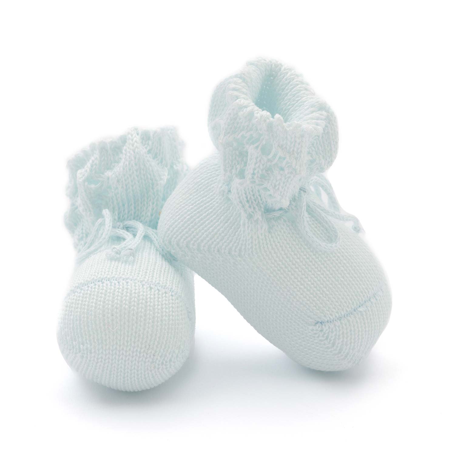 SCARPINA NASCITA IN TRICOT CELESTE NEONATO - annameglio.com abbigliamento moda