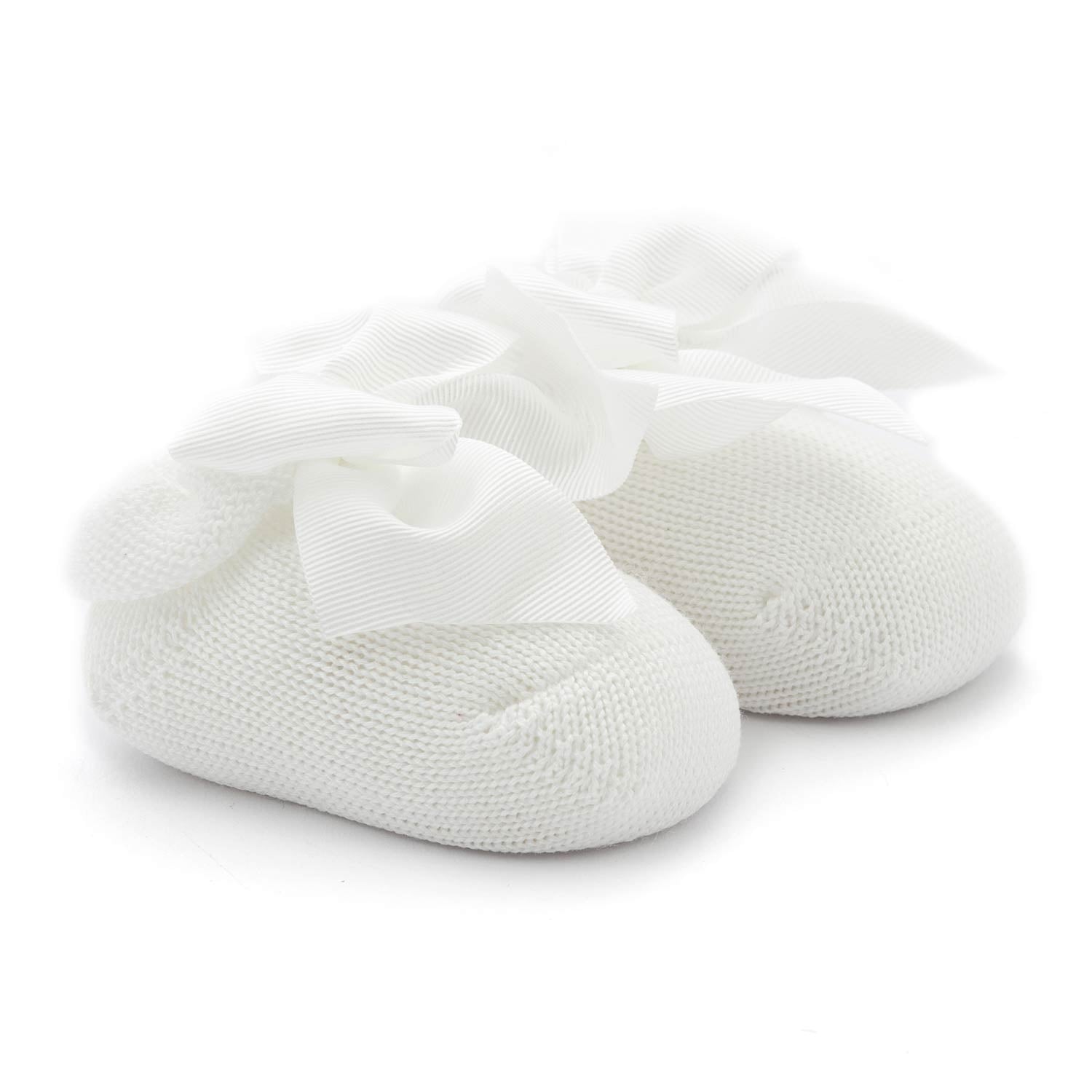 BABBUCCE TRICOT BIANCHE CON FIOCCO NEONATA - annameglio.com abbigliamento moda