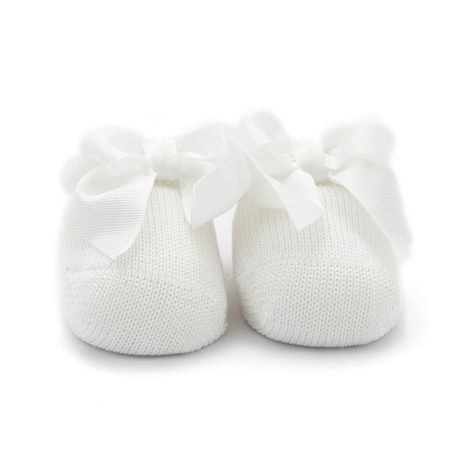 BABBUCCE TRICOT BIANCHE CON FIOCCO NEONATA - annameglio.com abbigliamento moda