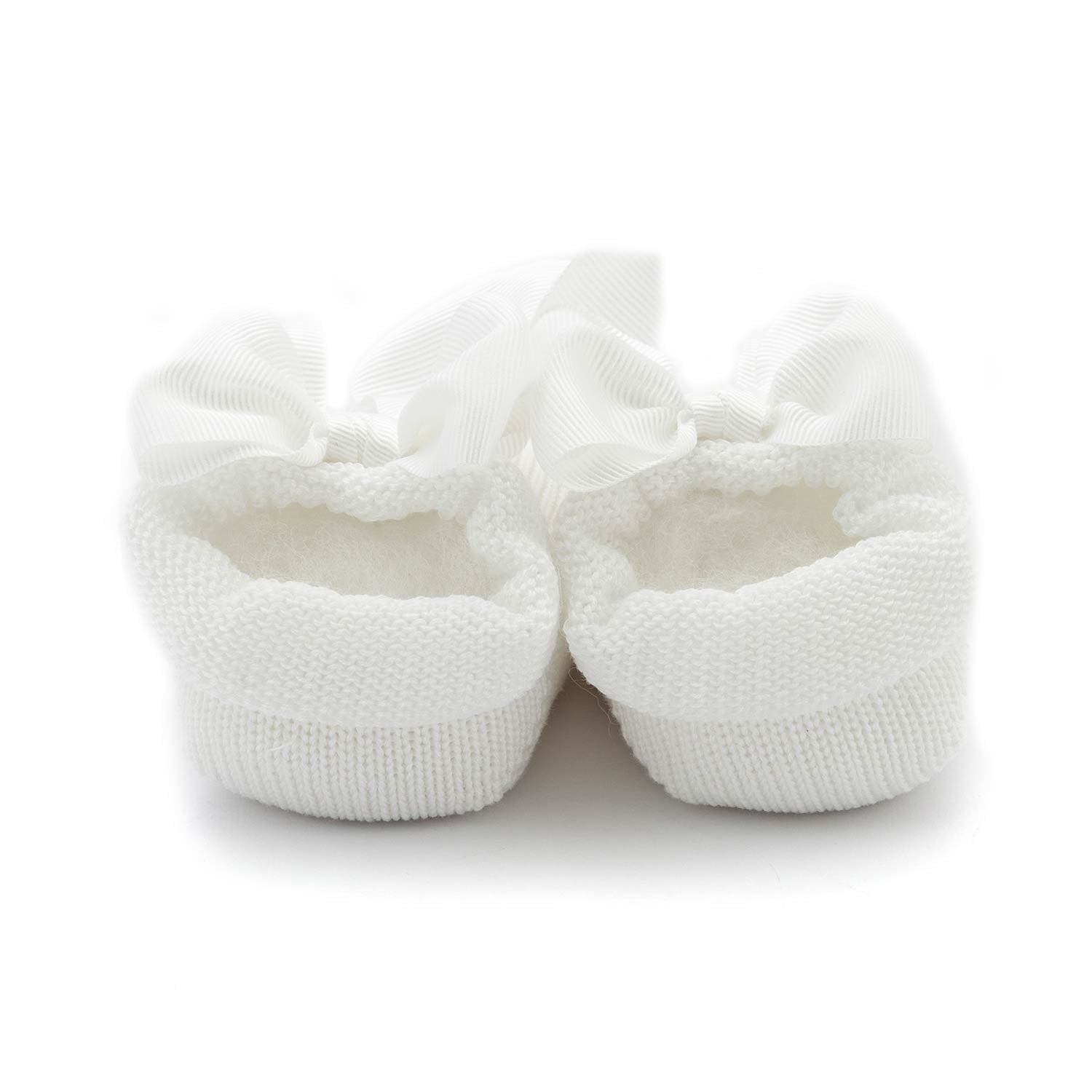 BABBUCCE TRICOT BIANCHE CON FIOCCO NEONATA - annameglio.com abbigliamento moda