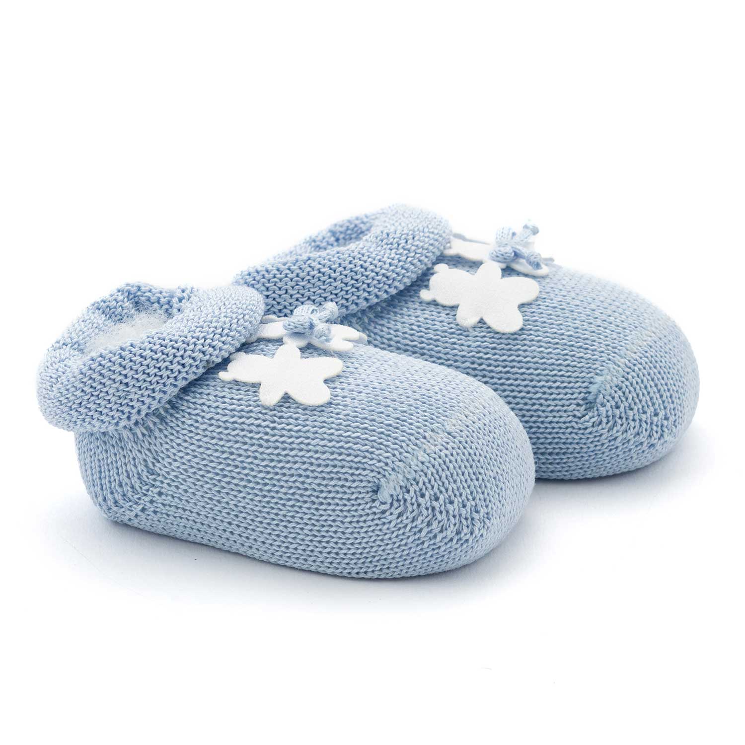 BABBUCCE TRICOT CELESTI CON ORSACCHIOTTI NEONATO - annameglio.com abbigliamento moda