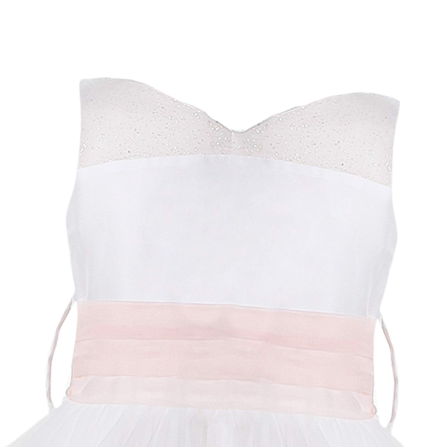 ABITO TULLE BIANCO A BALZE CON CINTA ROSA - annameglio.com abbigliamento moda
