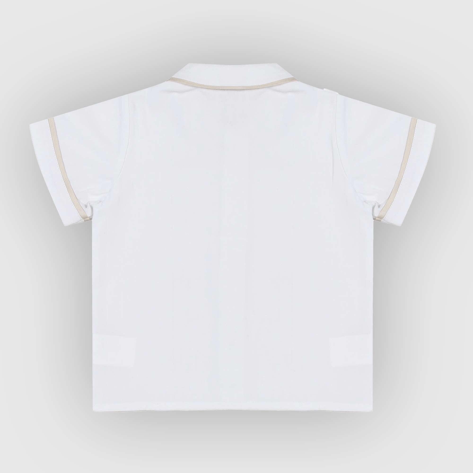 CAMICETTA BIANCA CON BORDI BEIGE NEONATO - annameglio.com abbigliamento moda
