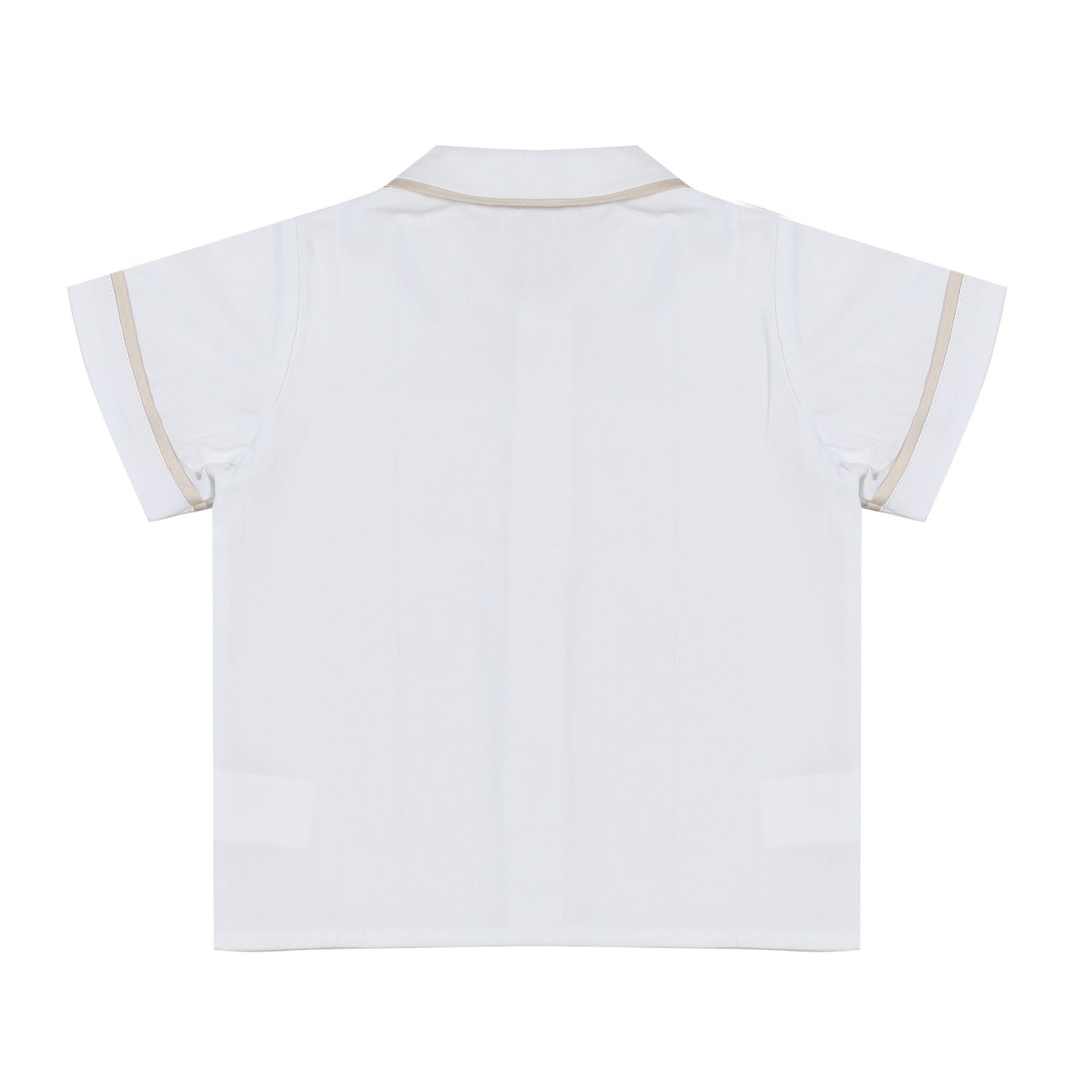 CAMICETTA BIANCA CON BORDI BEIGE CORDA NEONATO - annameglio.com abbigliamento moda
