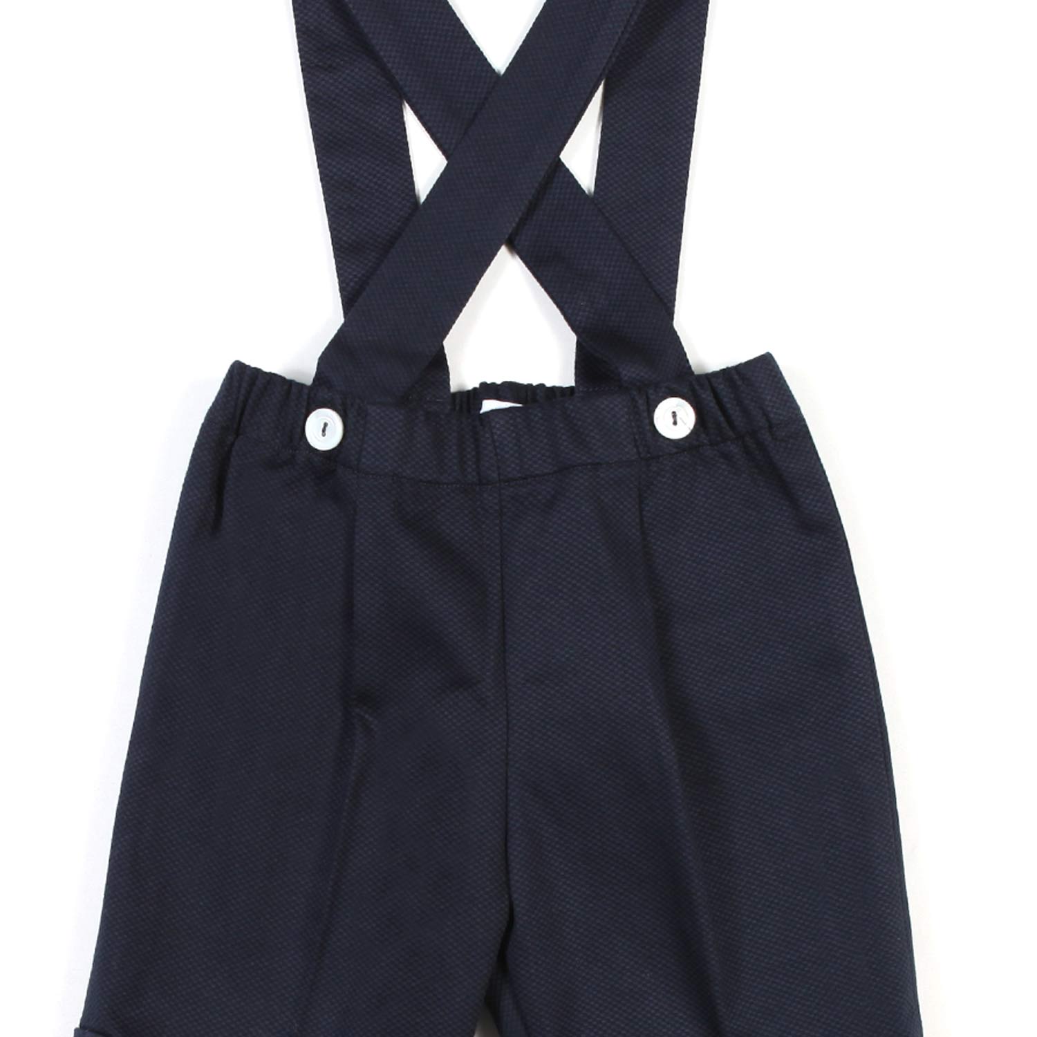 BERMUDA PIQUET BLU NAVY CON BRETELLE BIMBO - annameglio.com abbigliamento moda