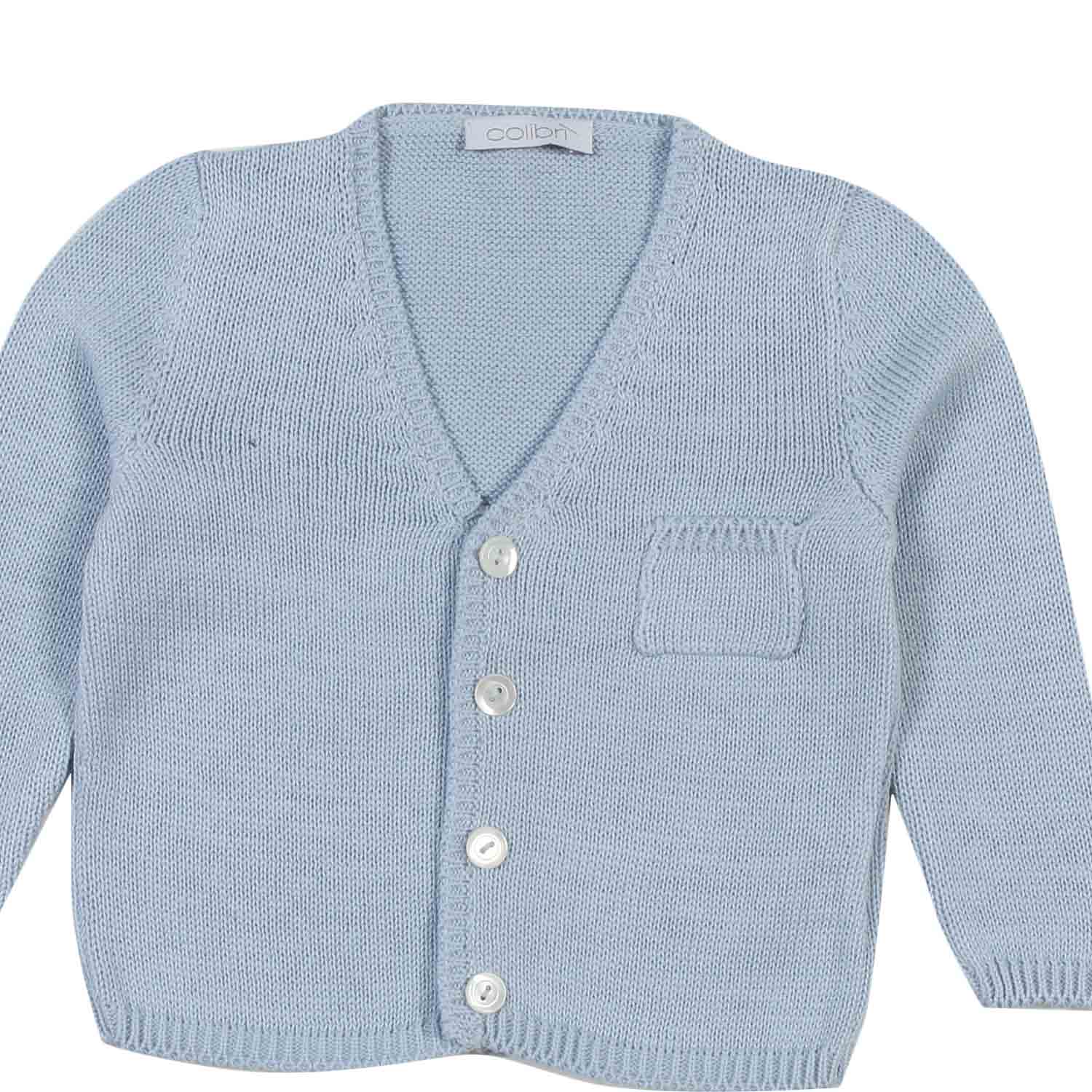 CARDIGAN COTONE A MAGLIA CELESTE NEONATO - annameglio.com abbigliamento moda