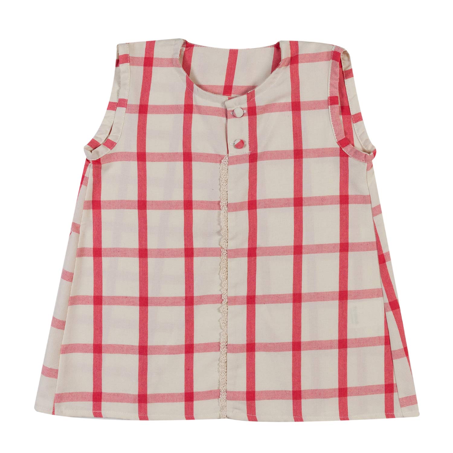 TOP CAMICETTA ECRU E ROSA A QUADRI BAMBINA - annameglio.com abbigliamento moda
