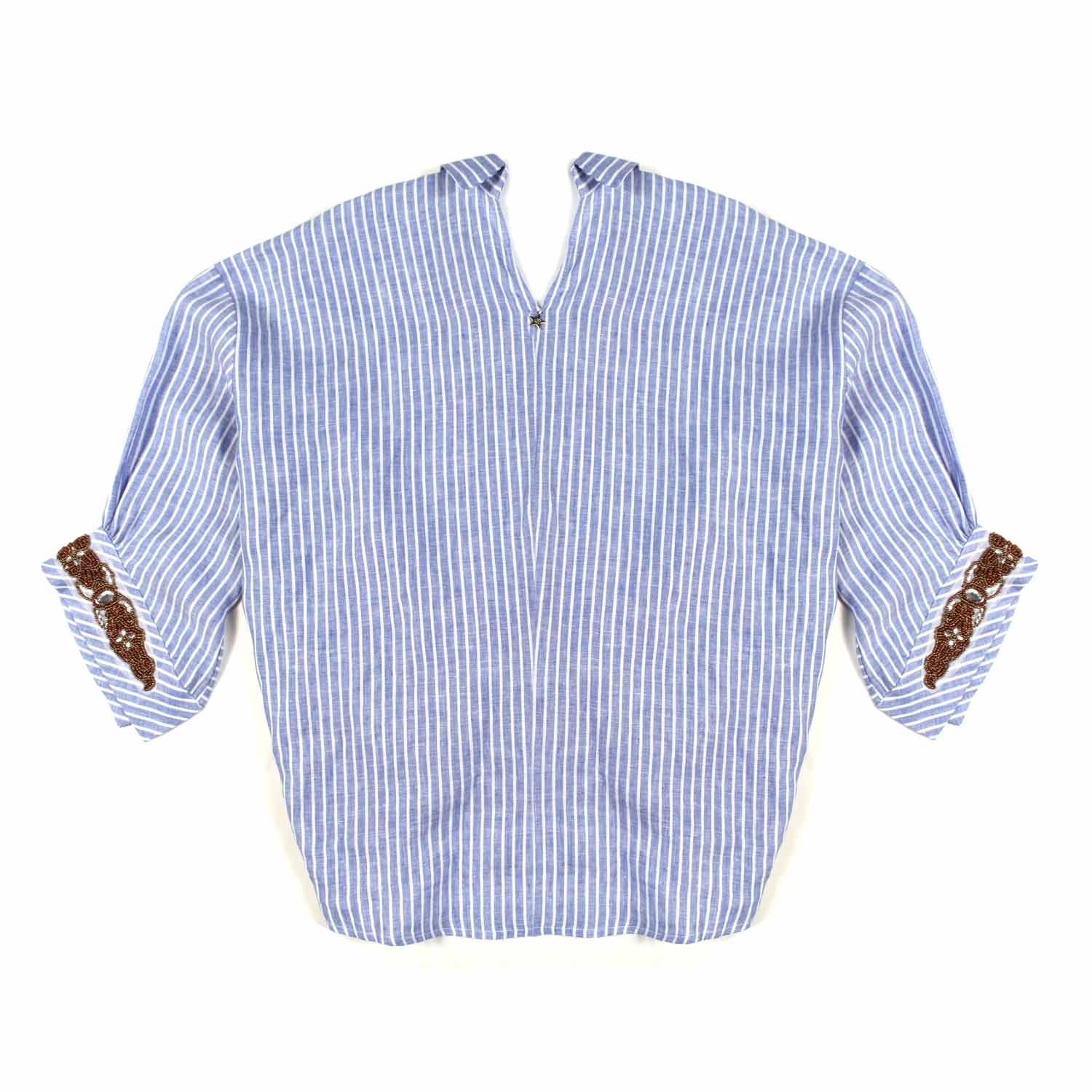 CAMICIA LINO CELESTE E BIANCA A RIGHE DONNA E TEEN - annameglio.com abbigliamento moda