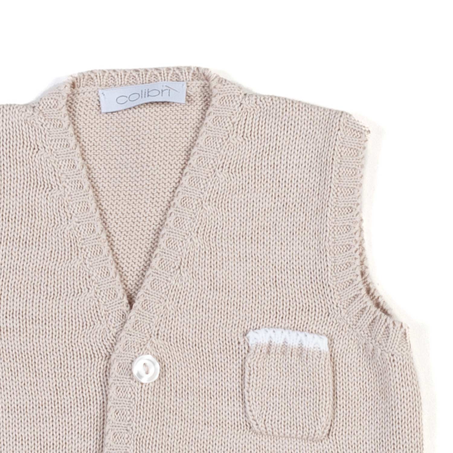 GILET COTONE A MAGLIA BEIGE CORDA NEONATO - annameglio.com abbigliamento moda