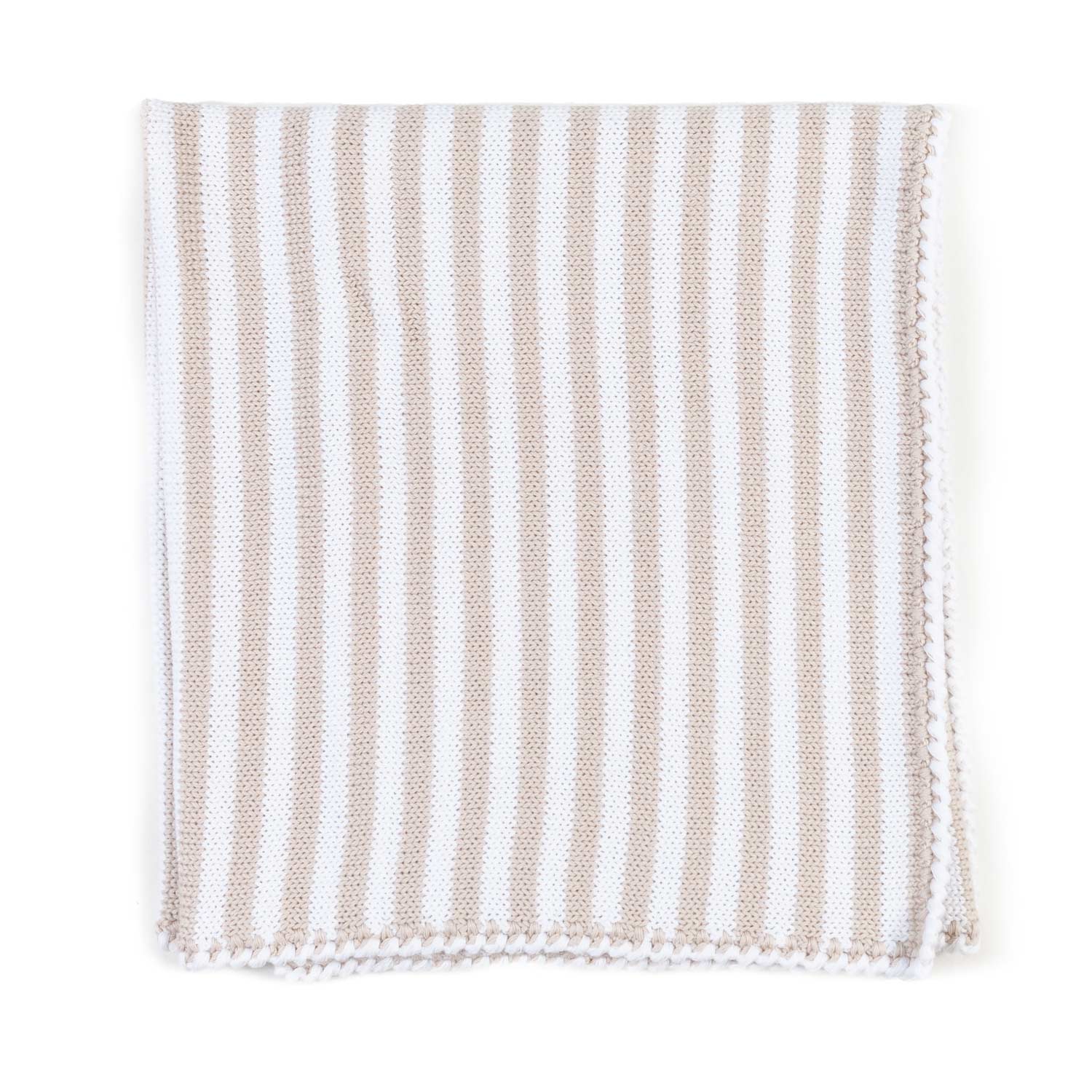 COPERTA MAGLIA DI COTONE BEIGE E BIANCA A RIGHE - annameglio.com abbigliamento moda