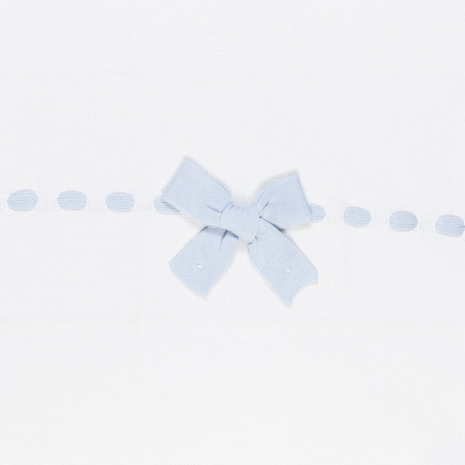 COPERTA MAGLIA DI COTONE BIANCA CON FIOCCO CELESTE - annameglio.com abbigliamento moda