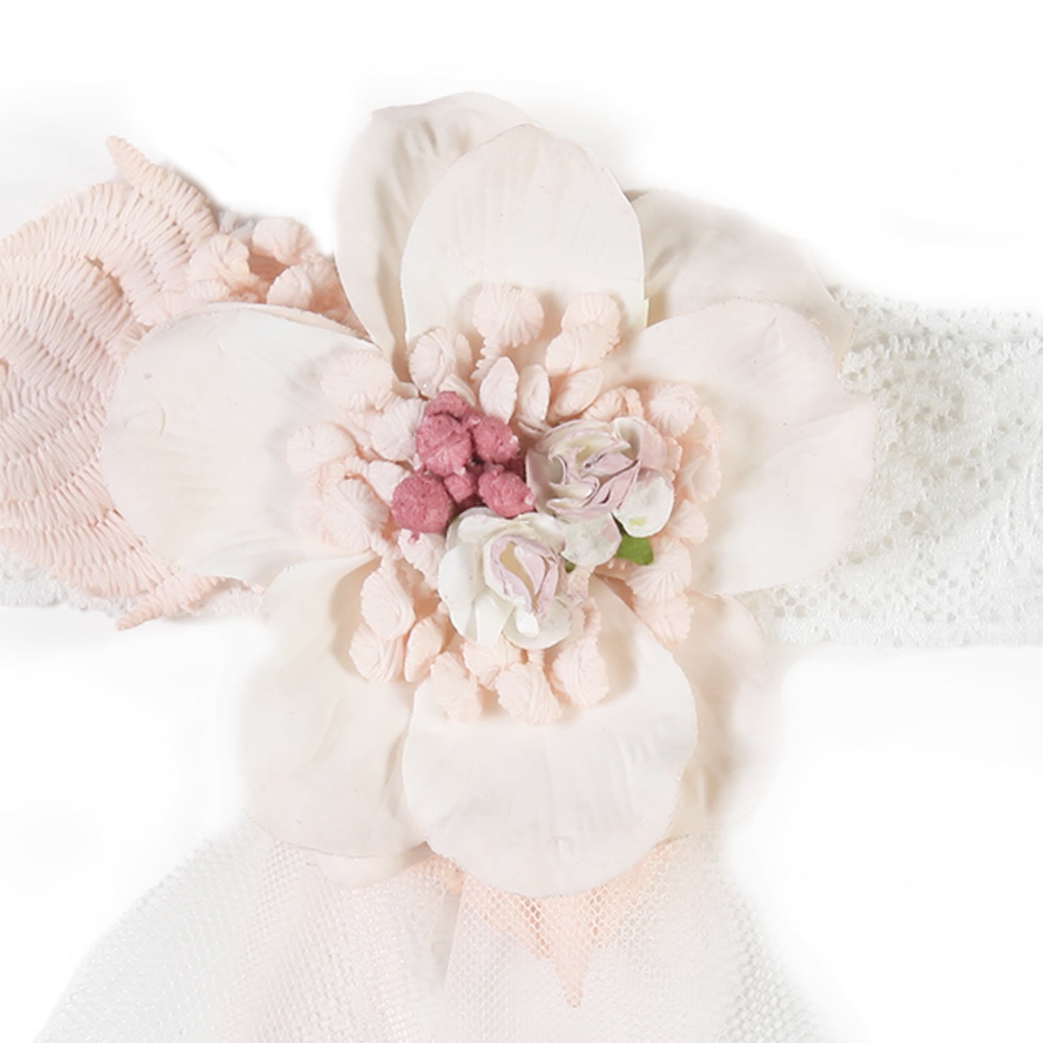 CORONA FLOREALE ROSA PALLIDO E BIANCO - annameglio.com abbigliamento moda