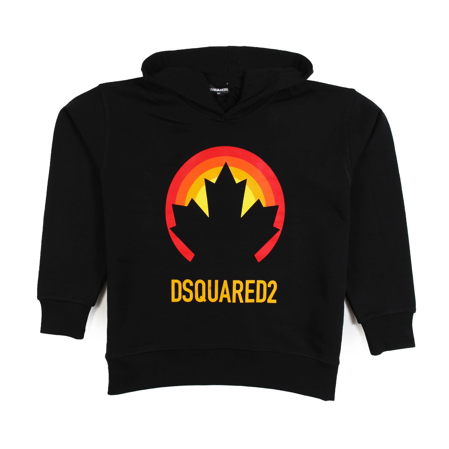 Felpa hoodie D2 nera con stampa rossa e gialla - annameglio.com abbigliamento moda