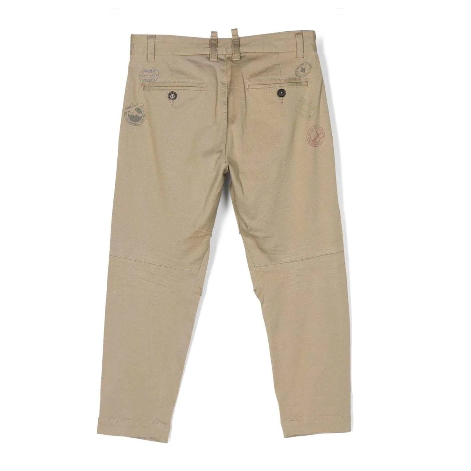 Pantalone Dsquared2 khaki con stampe multicolor - annameglio.com abbigliamento moda