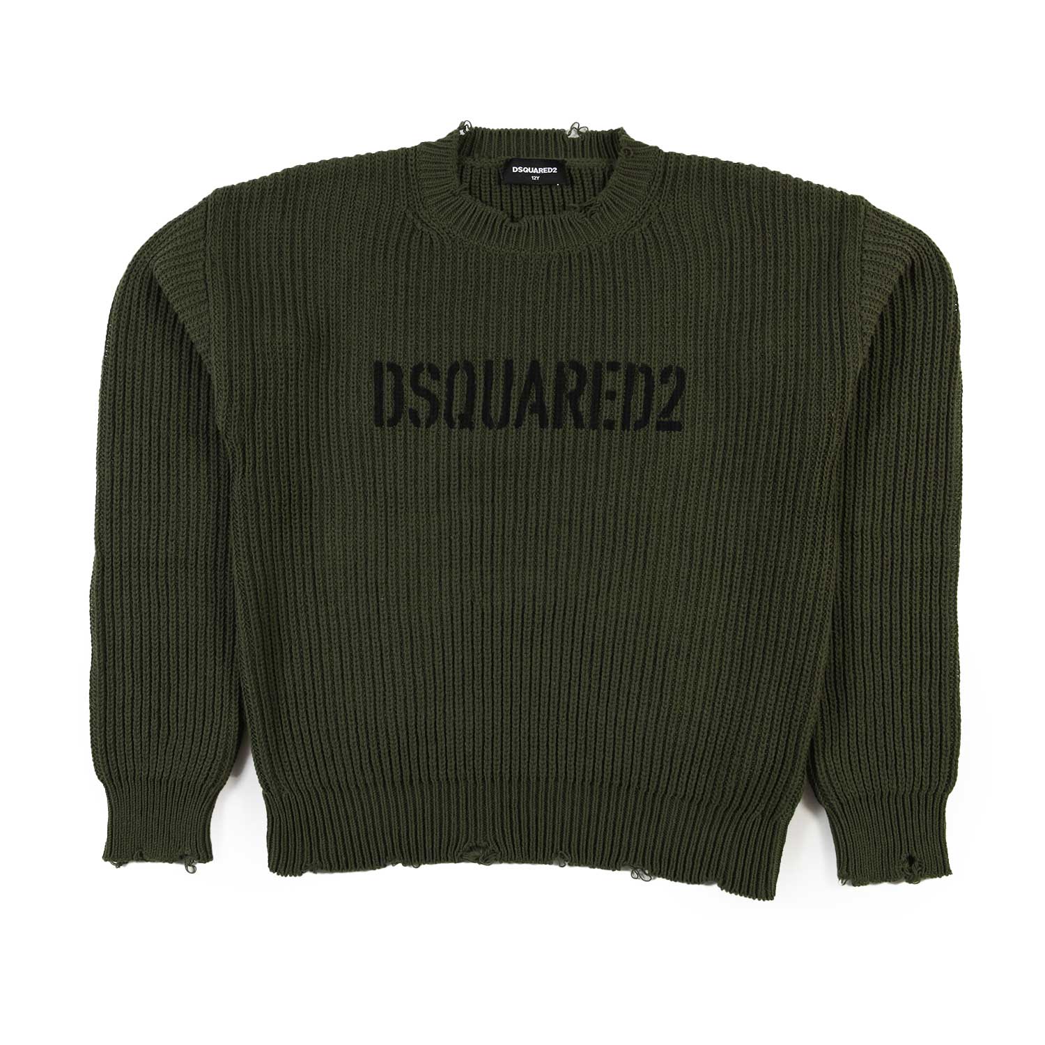 Maglione verde militare con logo Dsquared2 nero - annameglio.com abbigliamento moda