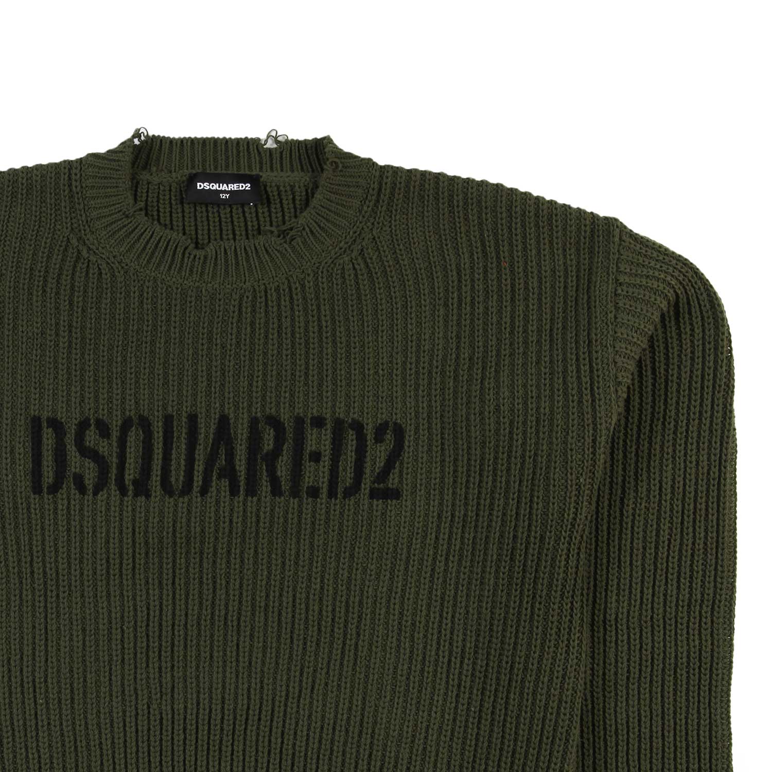 Maglione verde militare con logo Dsquared2 nero - annameglio.com abbigliamento moda