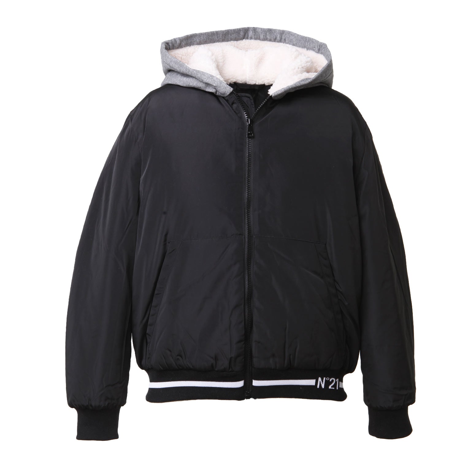 Bomber unisex N21 nero con cappuccio jersey grigio - annameglio.com abbigliamento moda