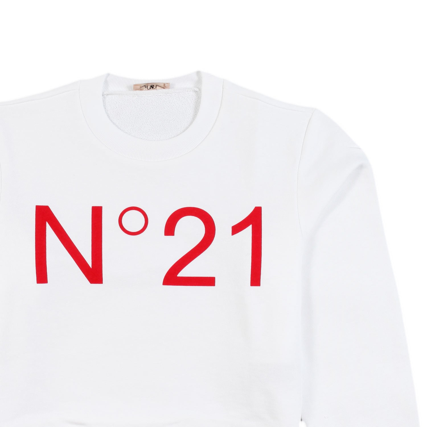 Felpa cropped bianca con logo N21 rosso - annameglio.com abbigliamento moda