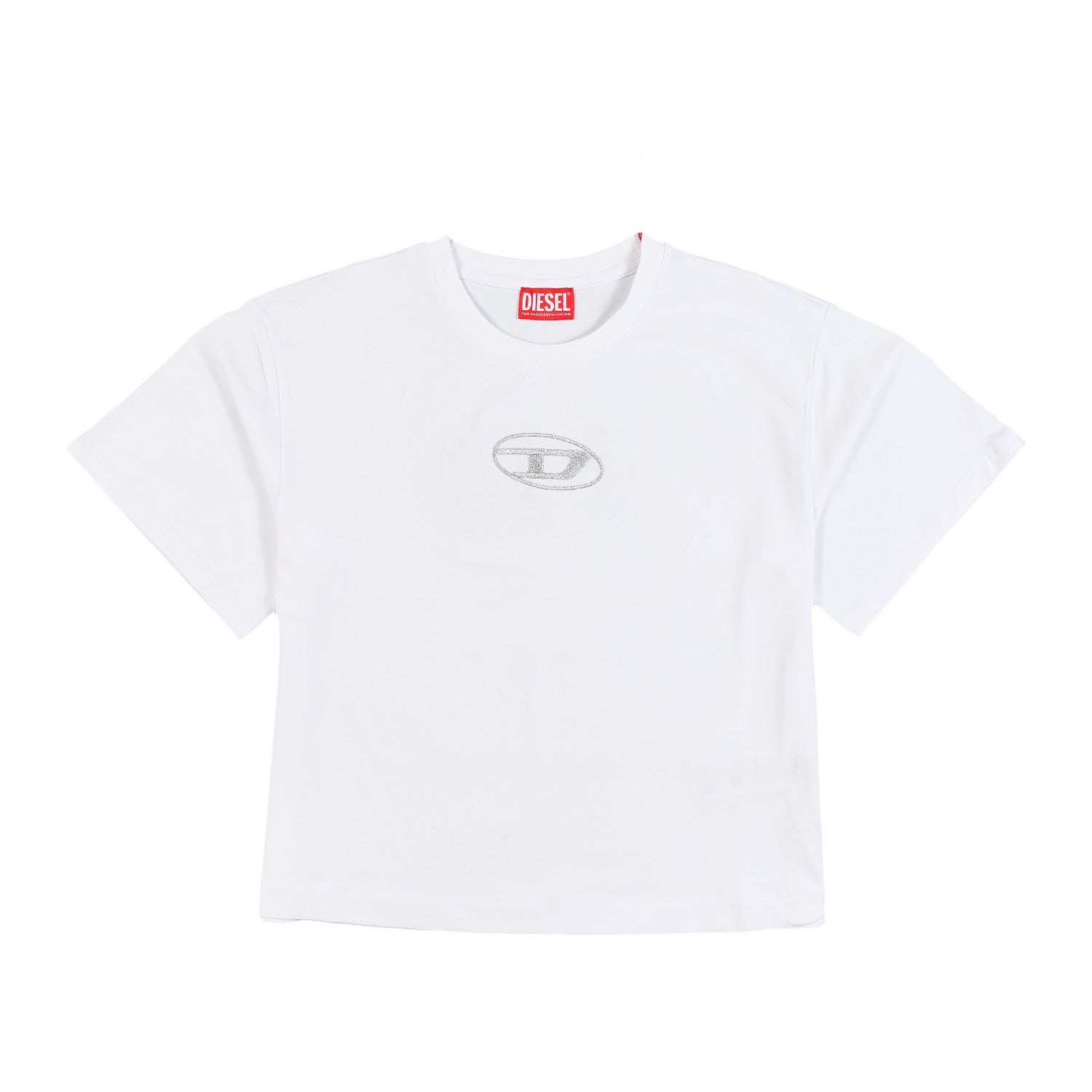 T-shirt Tnisse bianca con logo argento glitter - annameglio.com abbigliamento moda