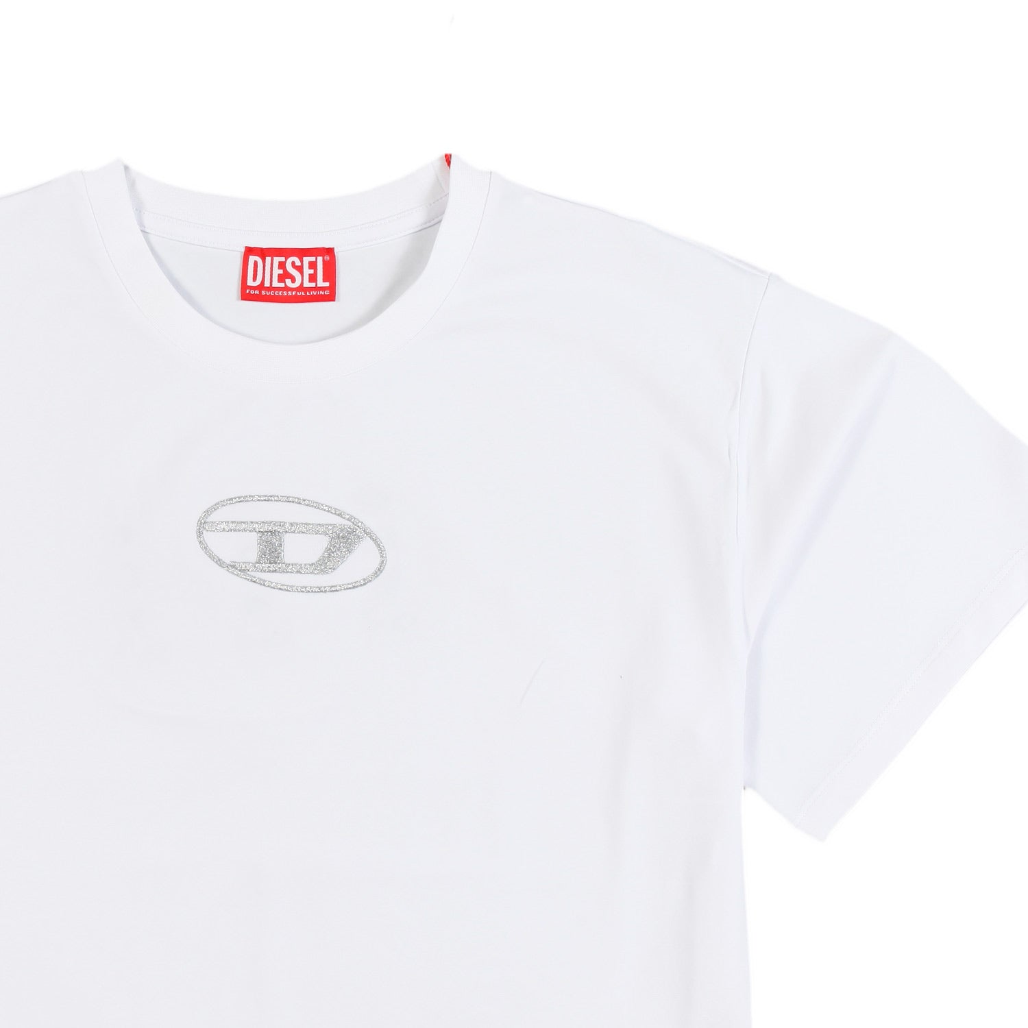 T-shirt Tnisse bianca con logo argento glitter - annameglio.com abbigliamento moda