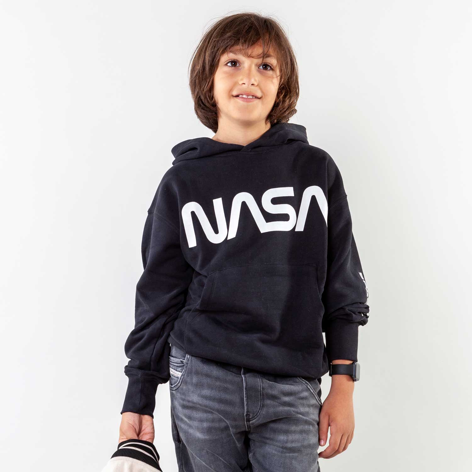 Felpa Moz nera con stampa NASA bianca - annameglio.com abbigliamento moda