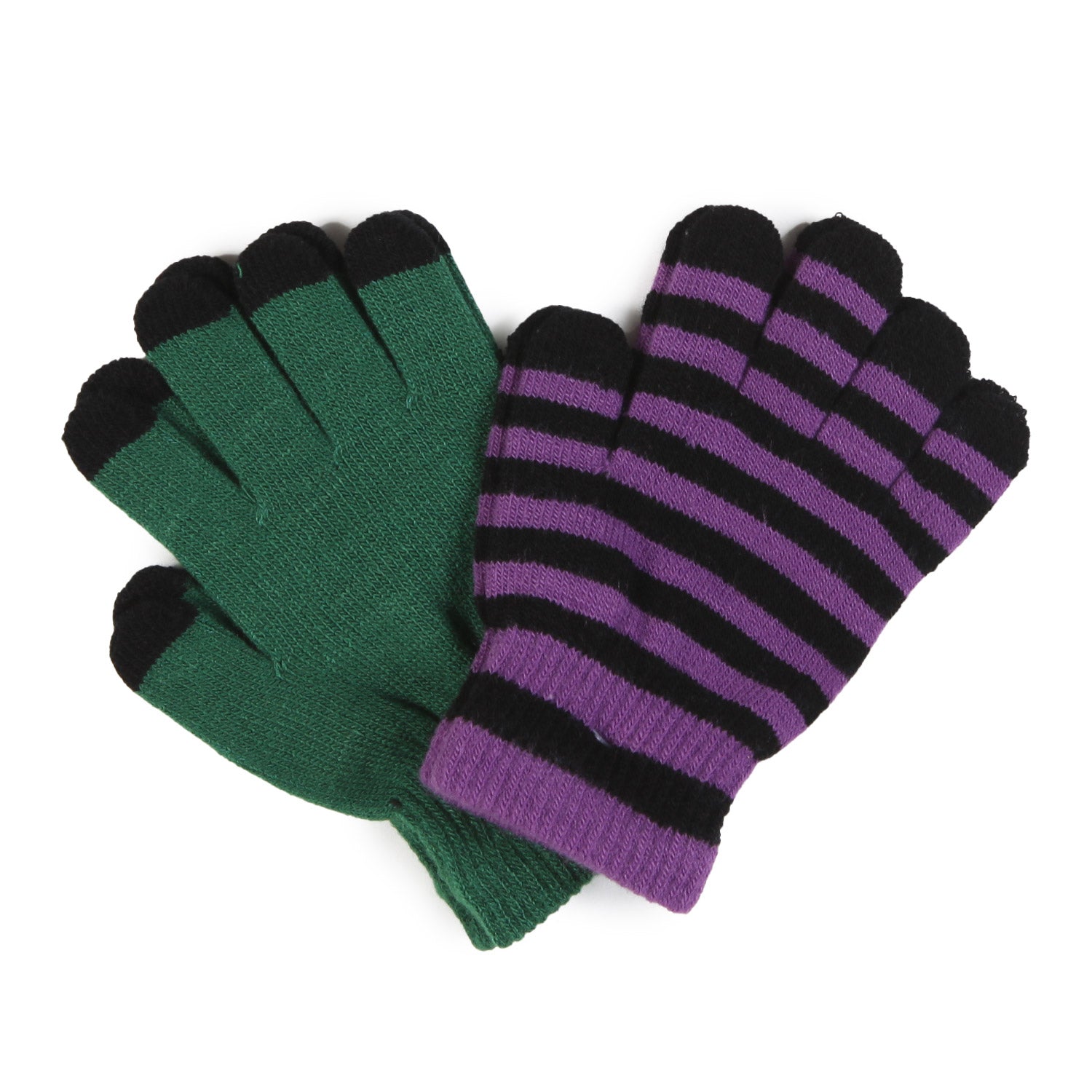 Guanti stretch Kei verde-nero e viola-nero - annameglio.com abbigliamento moda