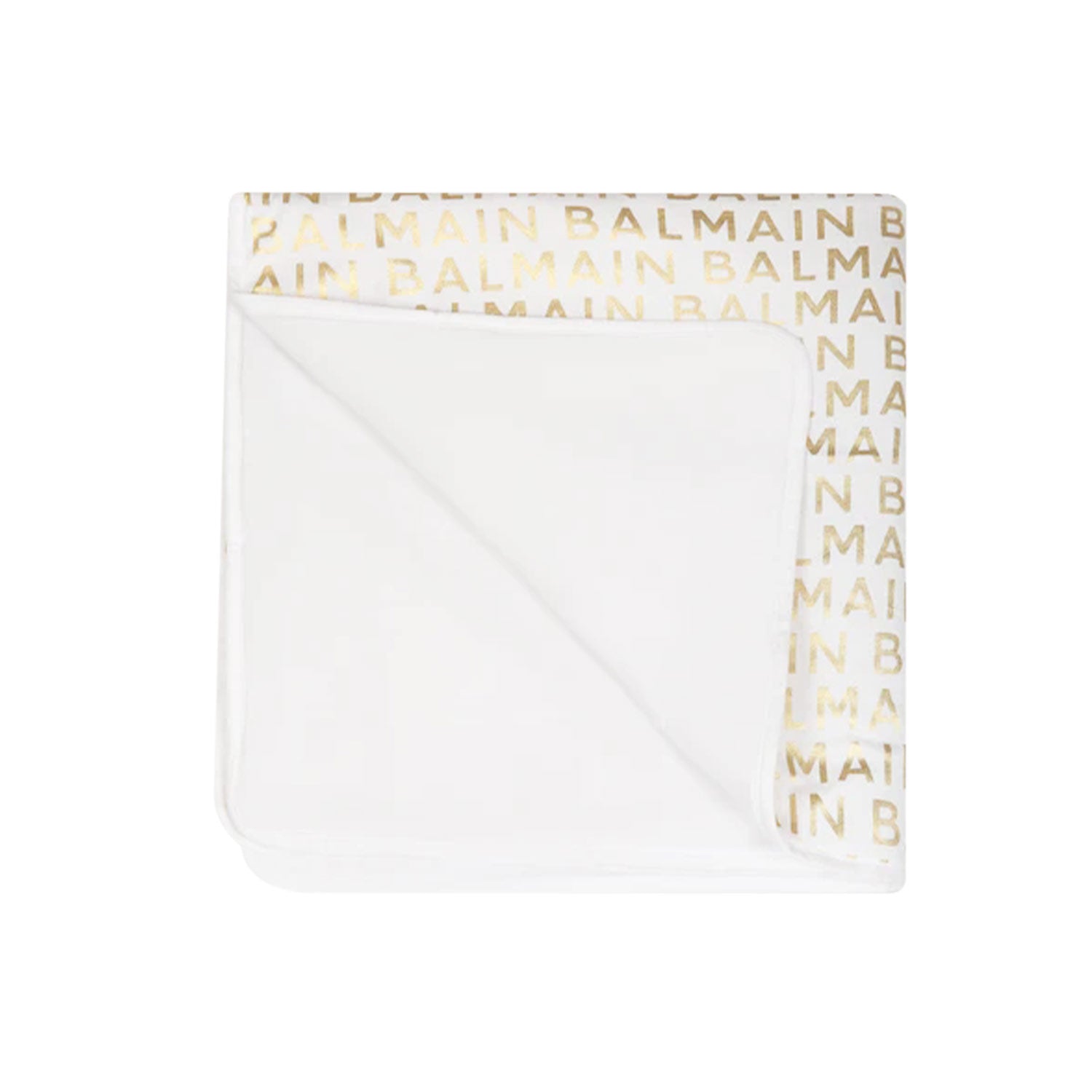 COPERTA DA CULLA BALMAIN BIANCA CON LOGHI ORO - annameglio.com abbigliamento moda