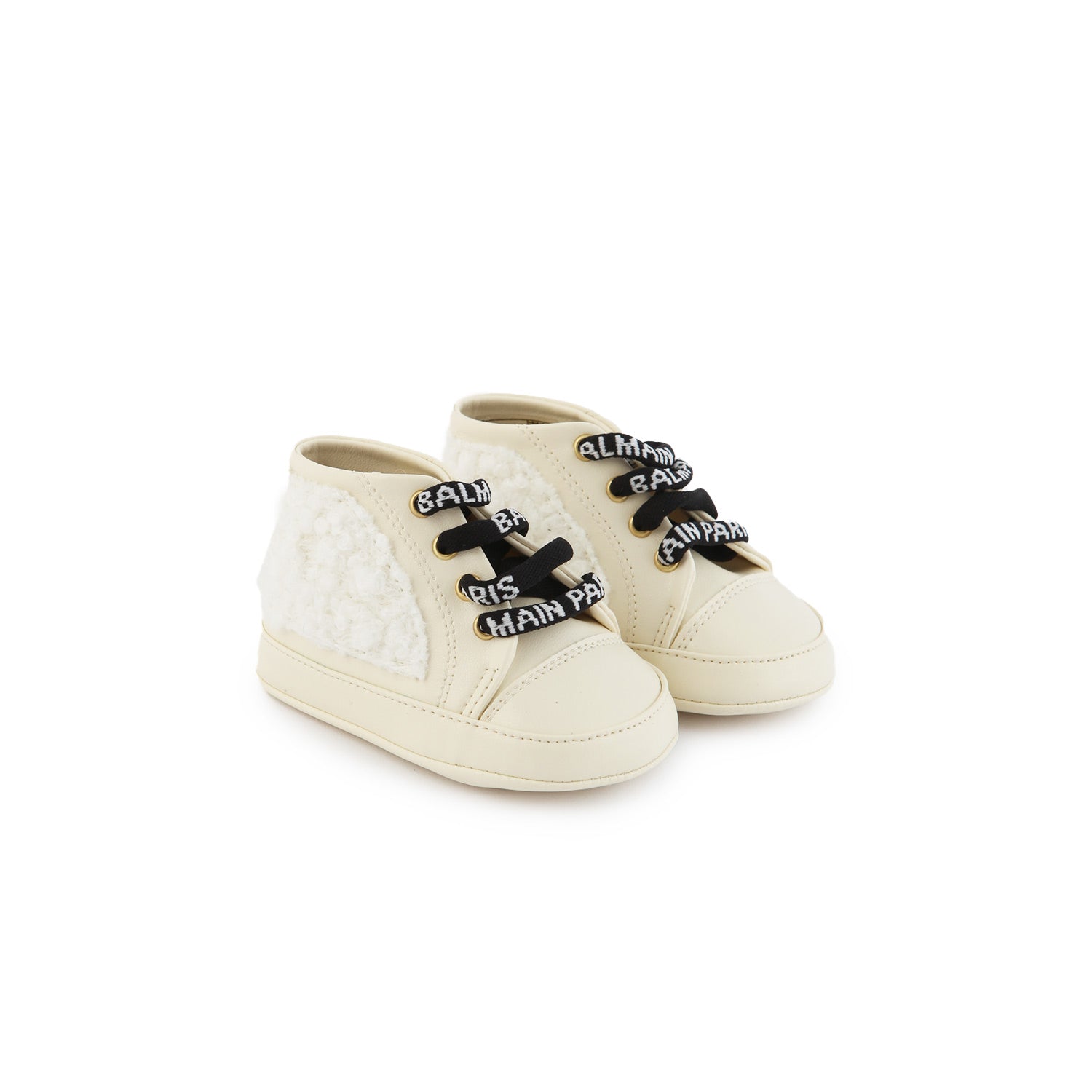 Mini sneaker Balmain in pelle panna Neonata - annameglio.com abbigliamento moda