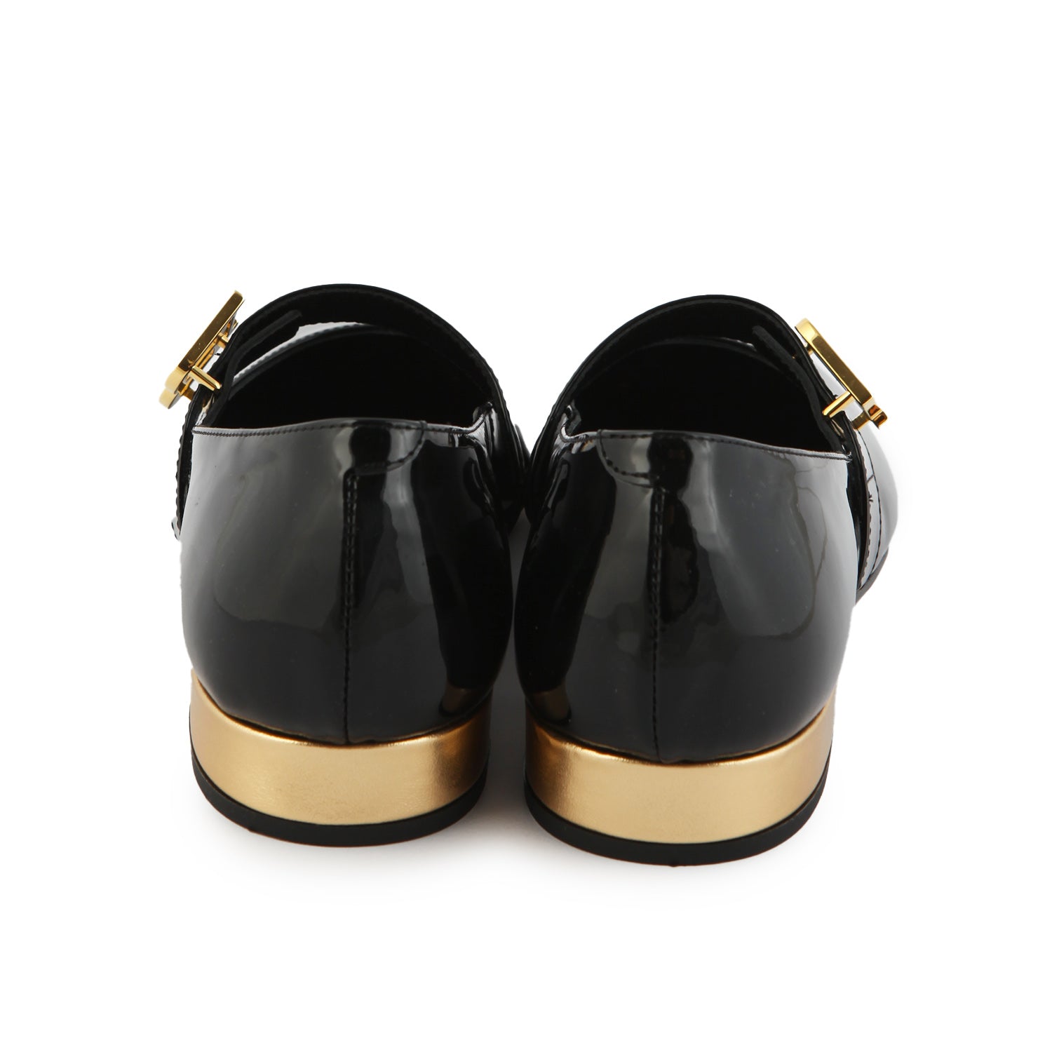Ballerine Balmain in pelle nero lucido e oro - annameglio.com abbigliamento moda