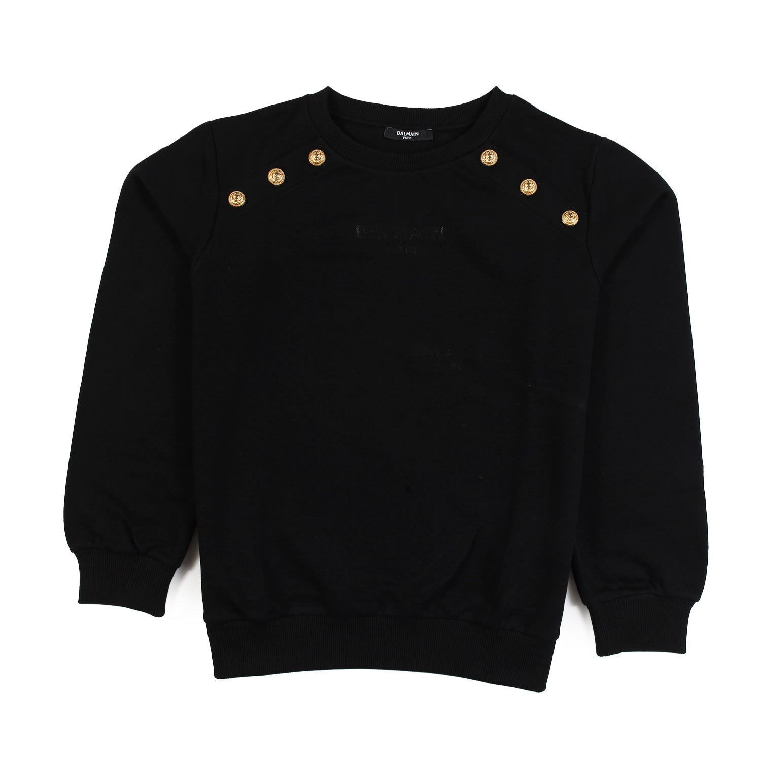 Felpa Balmain Paris nera con bottoni oro - annameglio.com abbigliamento moda