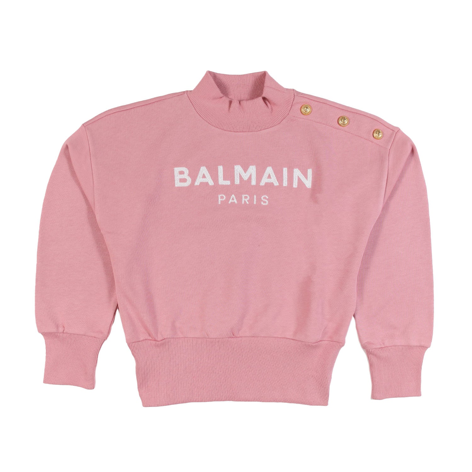 Felpa Balmain rosa con logo bianco Bambina e Teen - annameglio.com abbigliamento moda