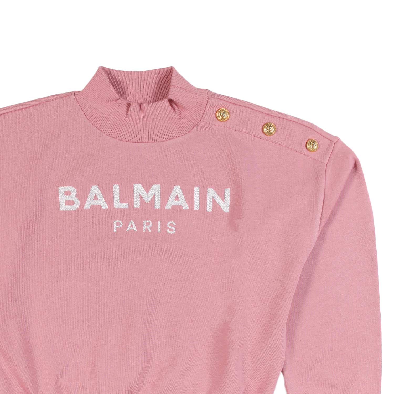 Felpa Balmain rosa con logo bianco Bambina e Teen - annameglio.com abbigliamento moda