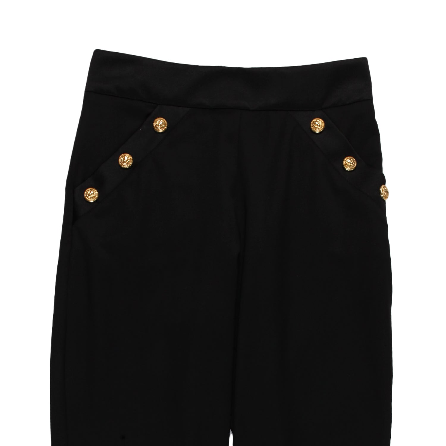 Pantalone Balmain lana nero con bottoni oro - annameglio.com abbigliamento moda