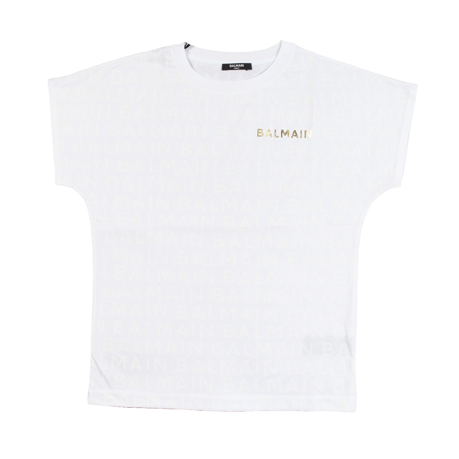 T-shirt Balmain bianca con loghi in tono all over - annameglio.com abbigliamento moda