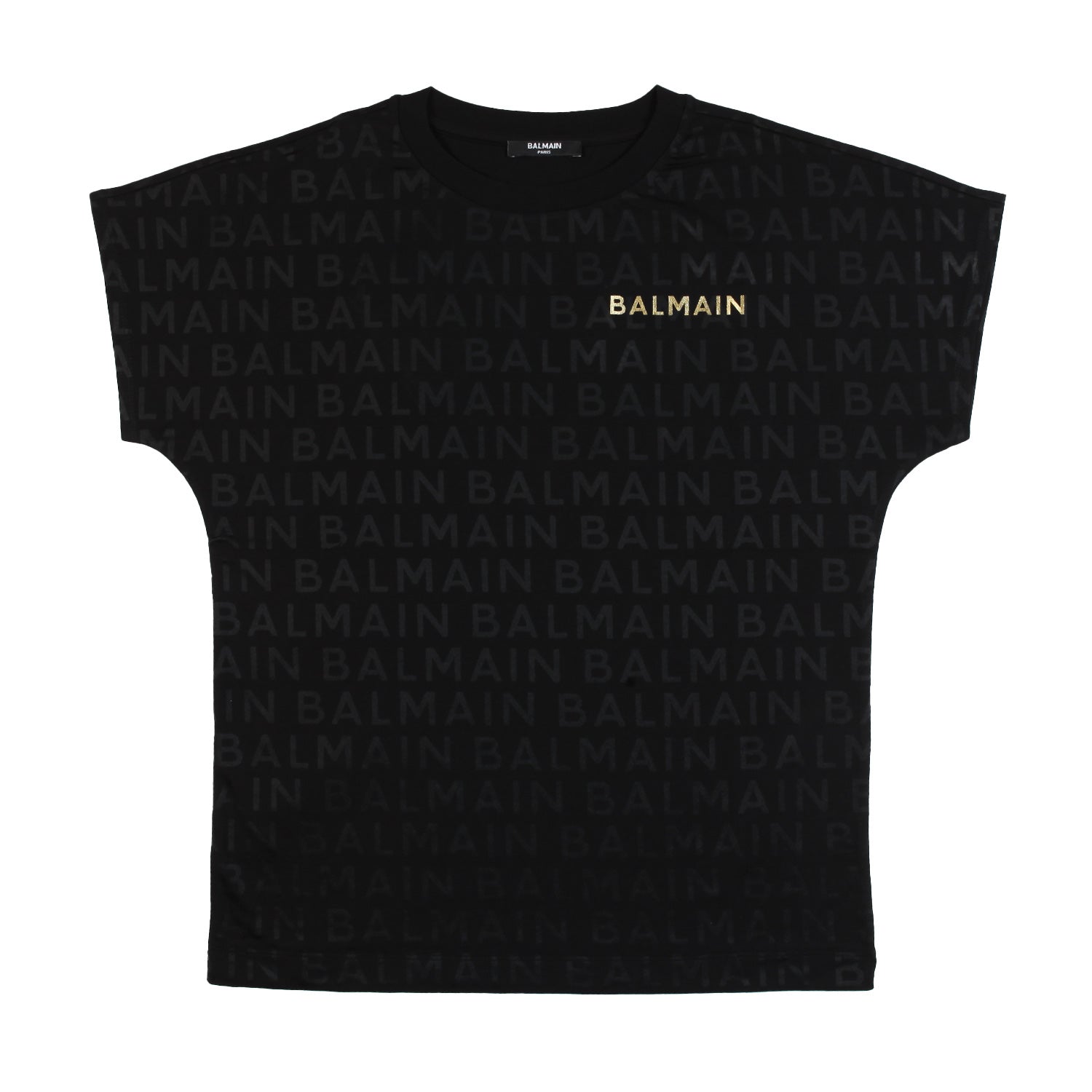 T-shirt Balmain nera con loghi in tono all over - annameglio.com abbigliamento moda