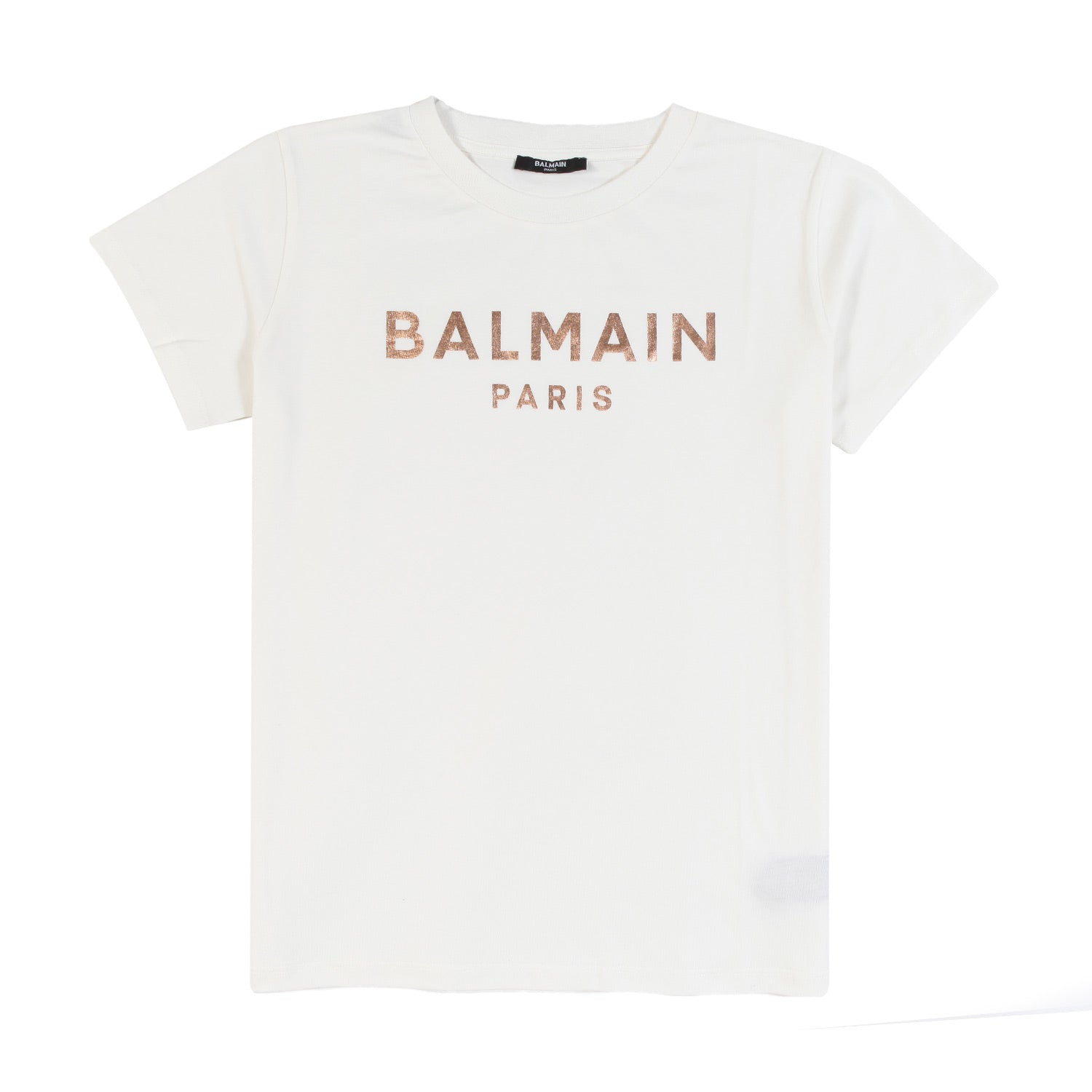 T-shirt Balmain panna con logo oro rosa - annameglio.com abbigliamento moda