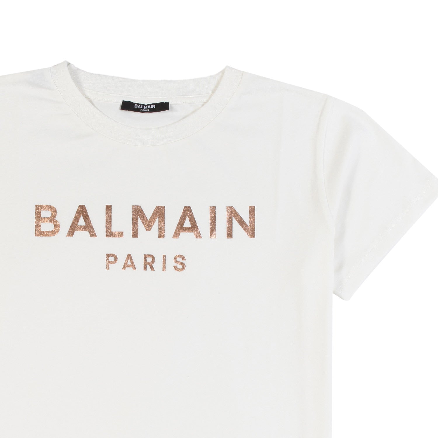 T-shirt Balmain panna con logo oro rosa - annameglio.com abbigliamento moda