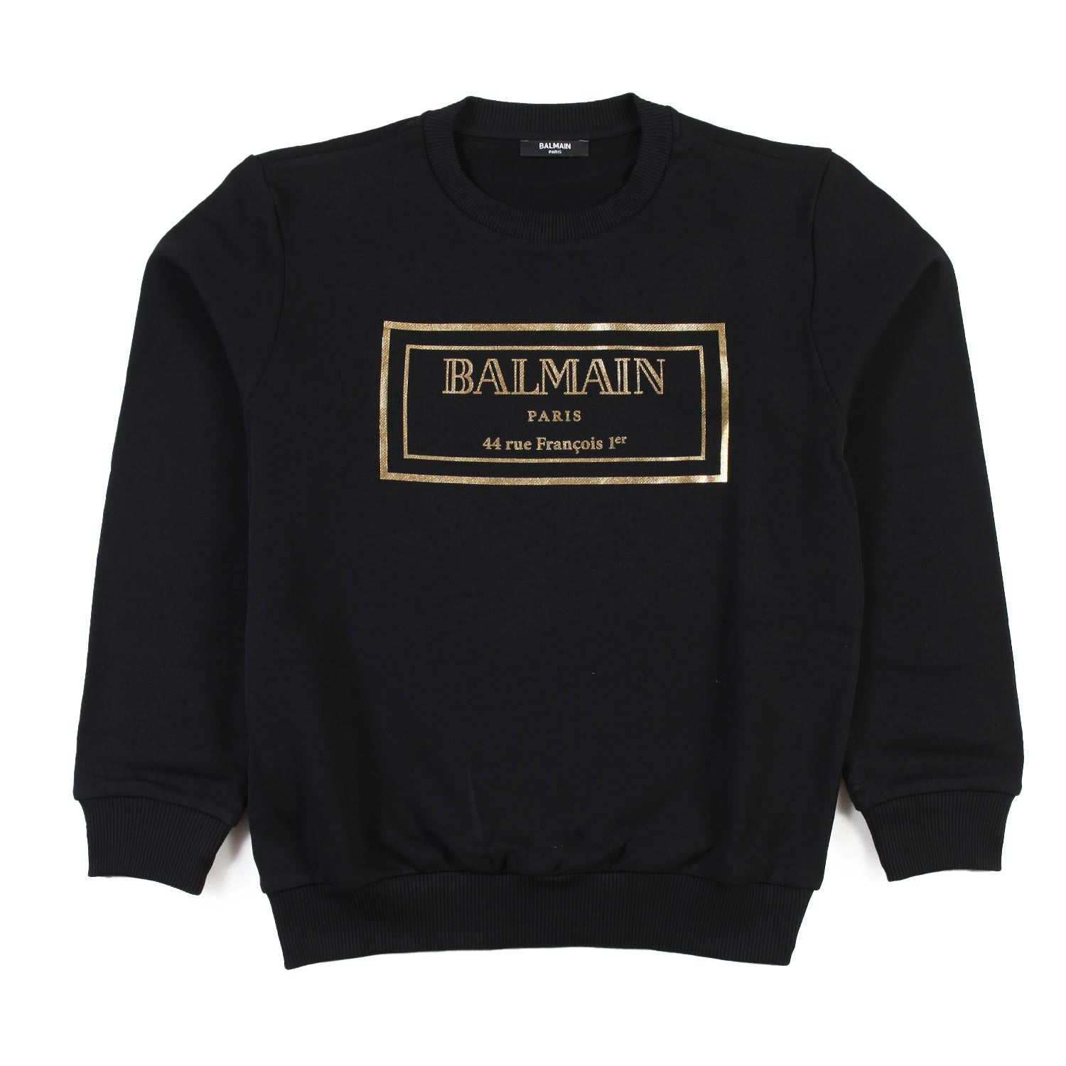 Felpa unisex Balmain nera con logo-cornice oro - annameglio.com abbigliamento moda