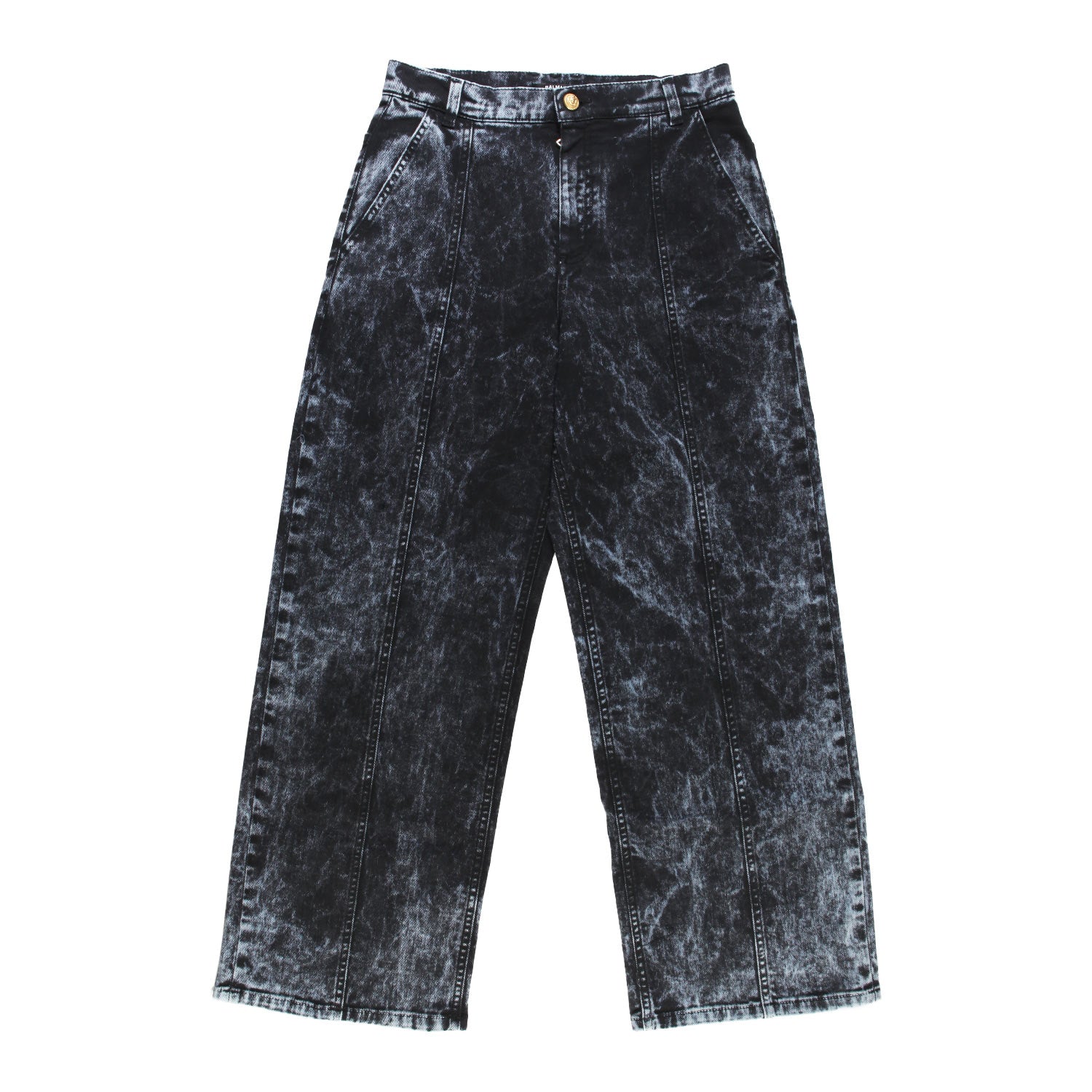 Jeans wide-leg Balmain nero sfumato celeste - annameglio.com abbigliamento moda