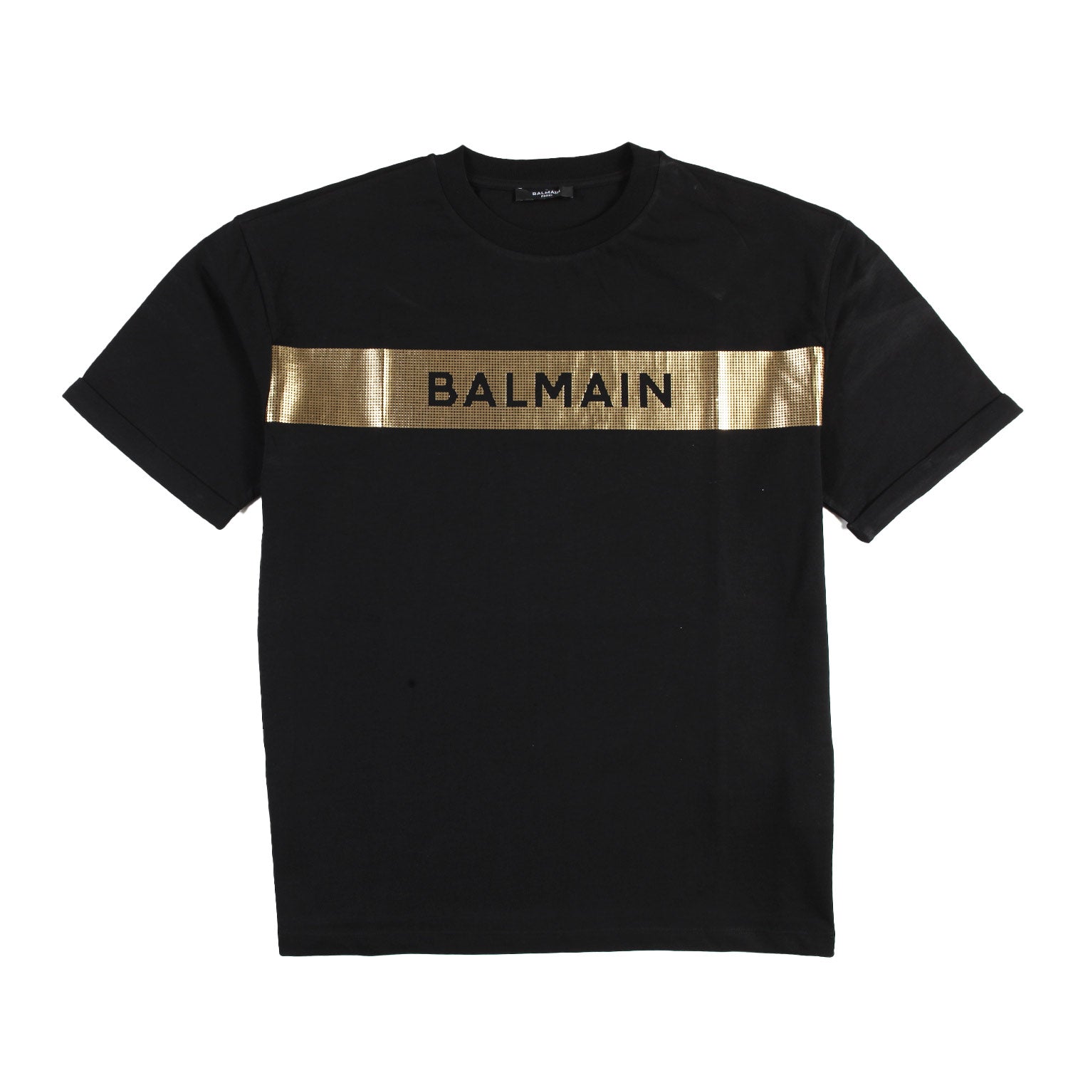 T-Shirt unisex Balmain nera con striscia oro - annameglio.com abbigliamento moda