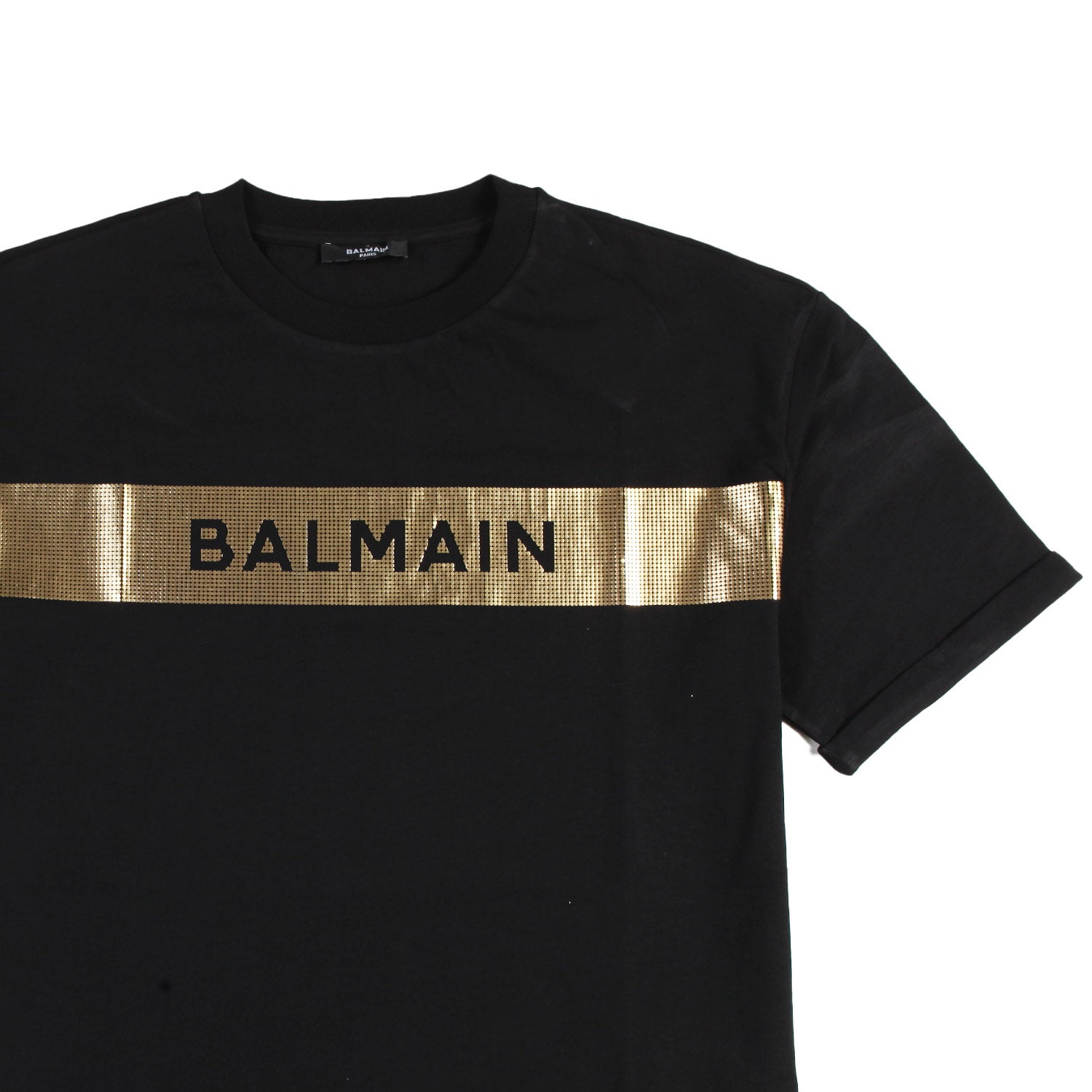 T-Shirt unisex Balmain nera con striscia oro - annameglio.com abbigliamento moda