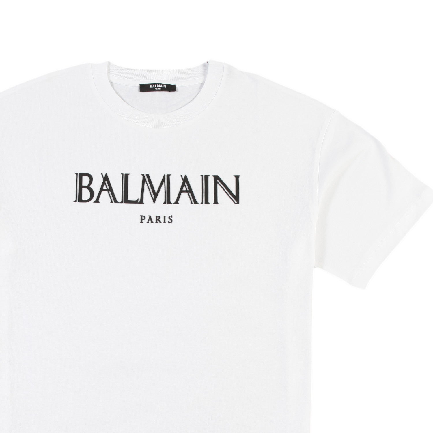 T-Shirt unisex Balmain bianca con logo luxury nero - annameglio.com abbigliamento moda