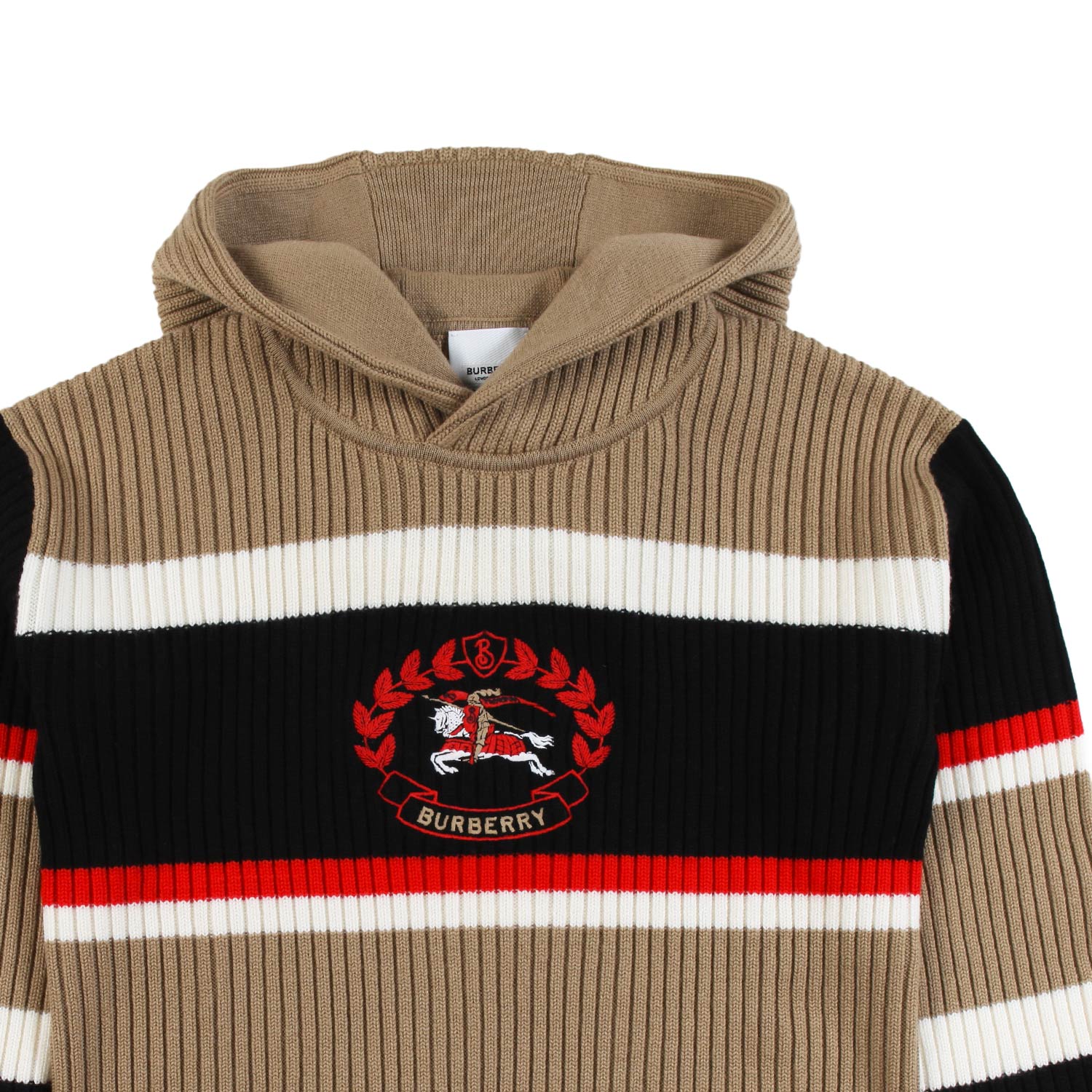 Maglione Burberry beige a strisce con cappuccio - annameglio.com abbigliamento moda