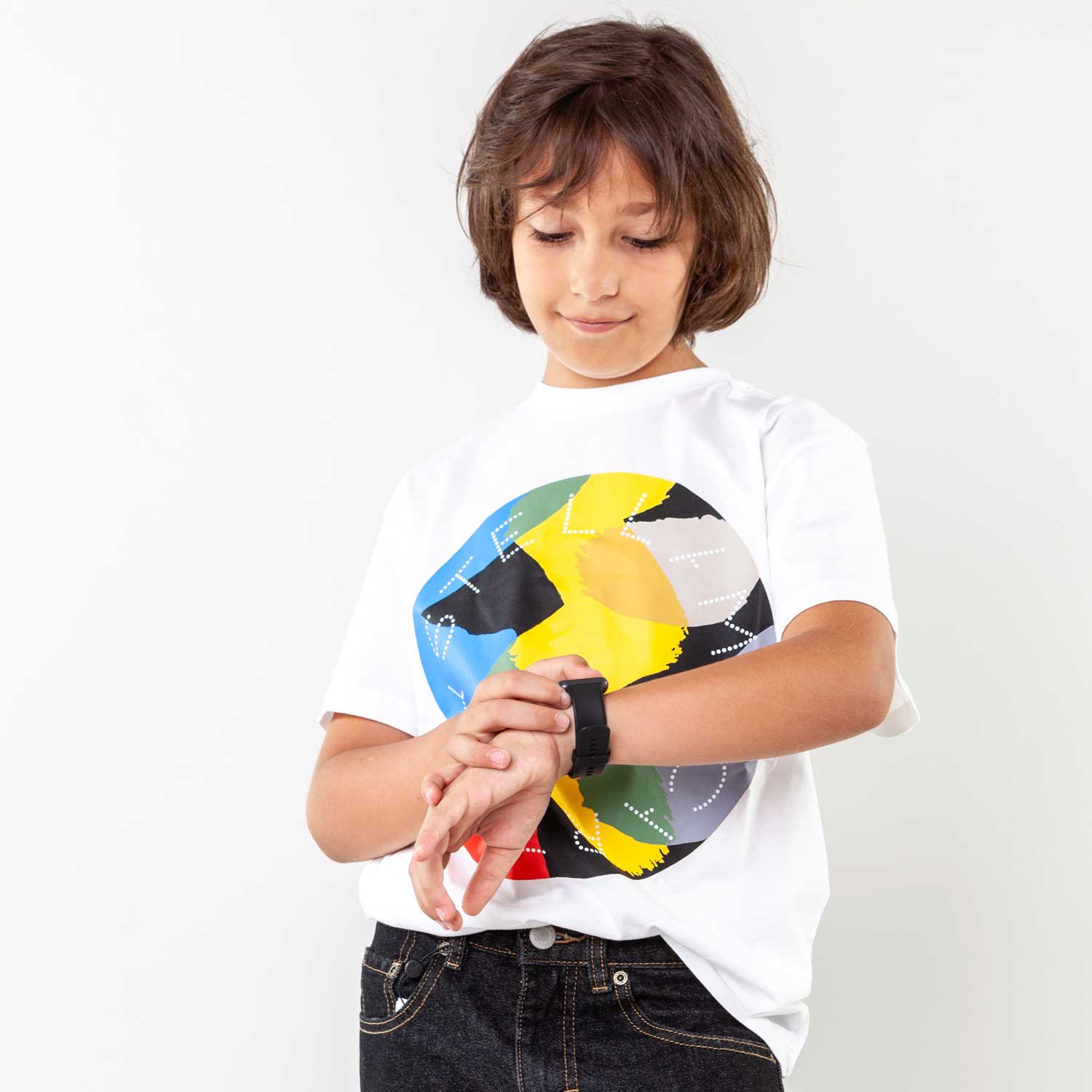 T-shirt unisex bianca con stampa multicolor - annameglio.com abbigliamento moda