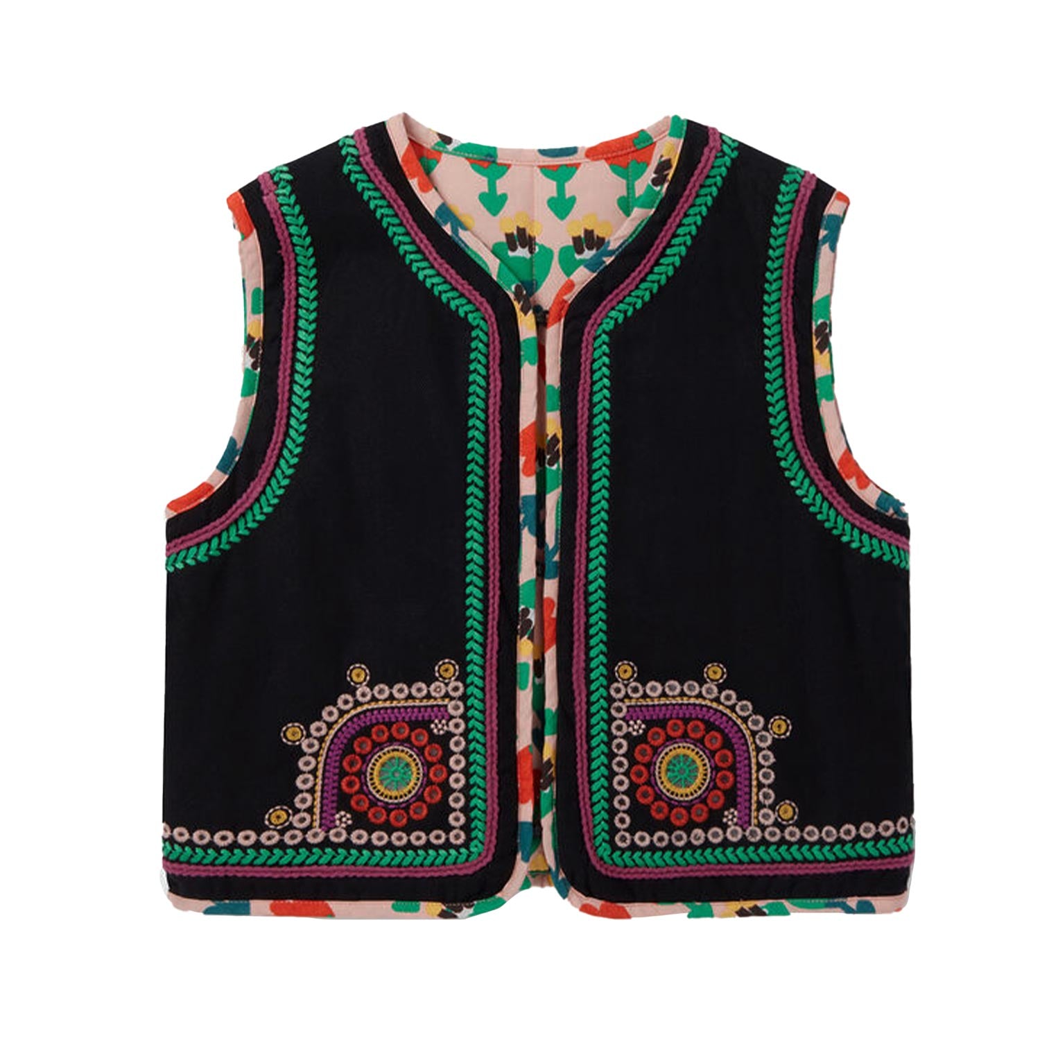 Gilet Stella nero con ricami multicolor Bambina - annameglio.com abbigliamento moda