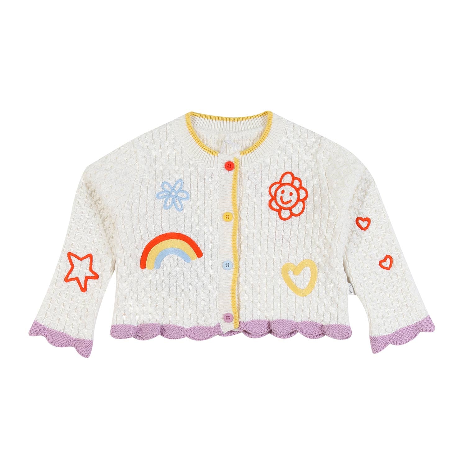 Cardigan panna con ricami multicolor bimba - annameglio.com abbigliamento moda