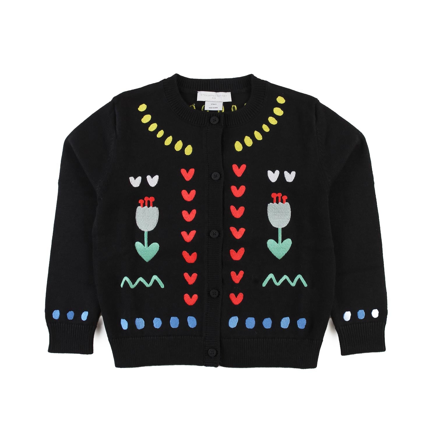 Cardigan Stella nero con ricami multicolor Bambina - annameglio.com abbigliamento moda